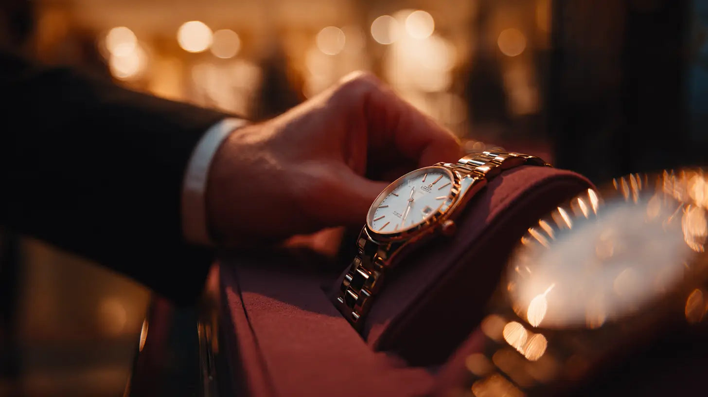 un homme choisi sa premiere montre automatique