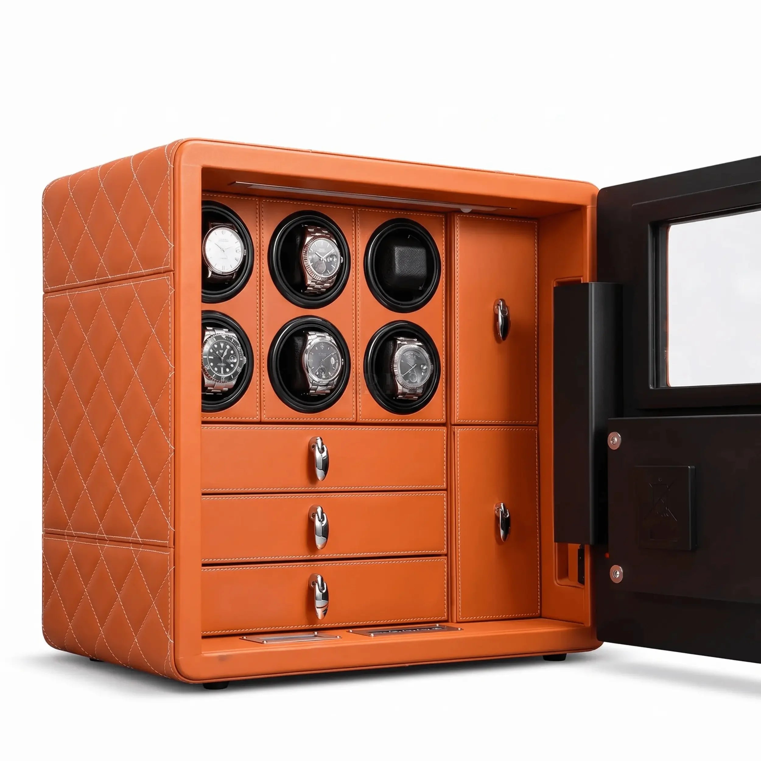 Bastion – Coffre Fort pour 6 montres automatiques orange | Rotation Horlogere