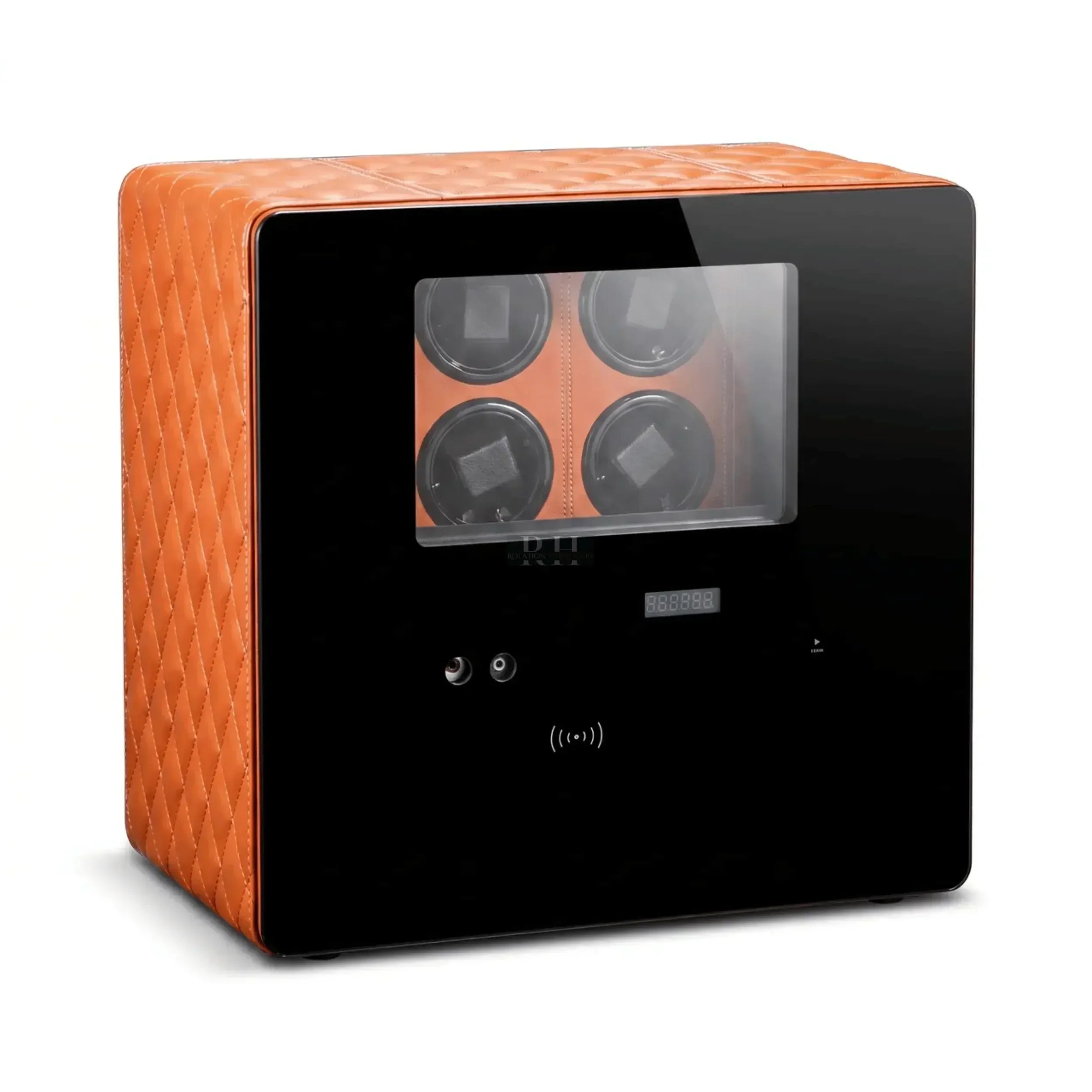Bastion – Coffre Fort pour 6 montres automatiques orange vue externe | Rotation Horlogere