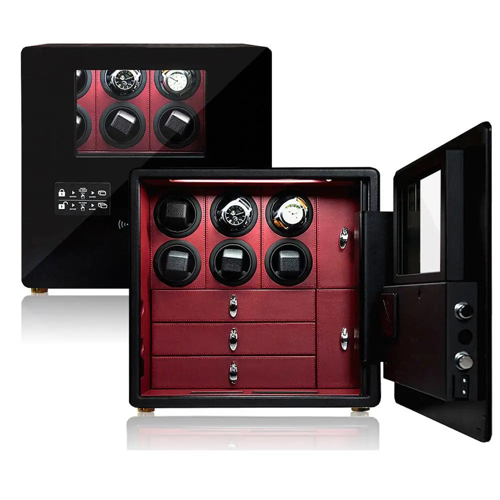 Bastion – Coffre Fort avec Remontoirs 6 Montres - Rouge | Rotation Horlogère