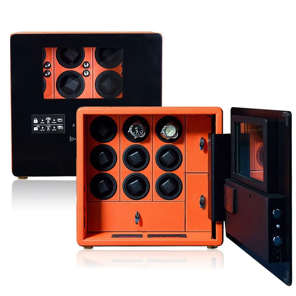Bastion – Coffre Fort avec Remontoirs 9 Montres - Orange | Rotation Horlogère