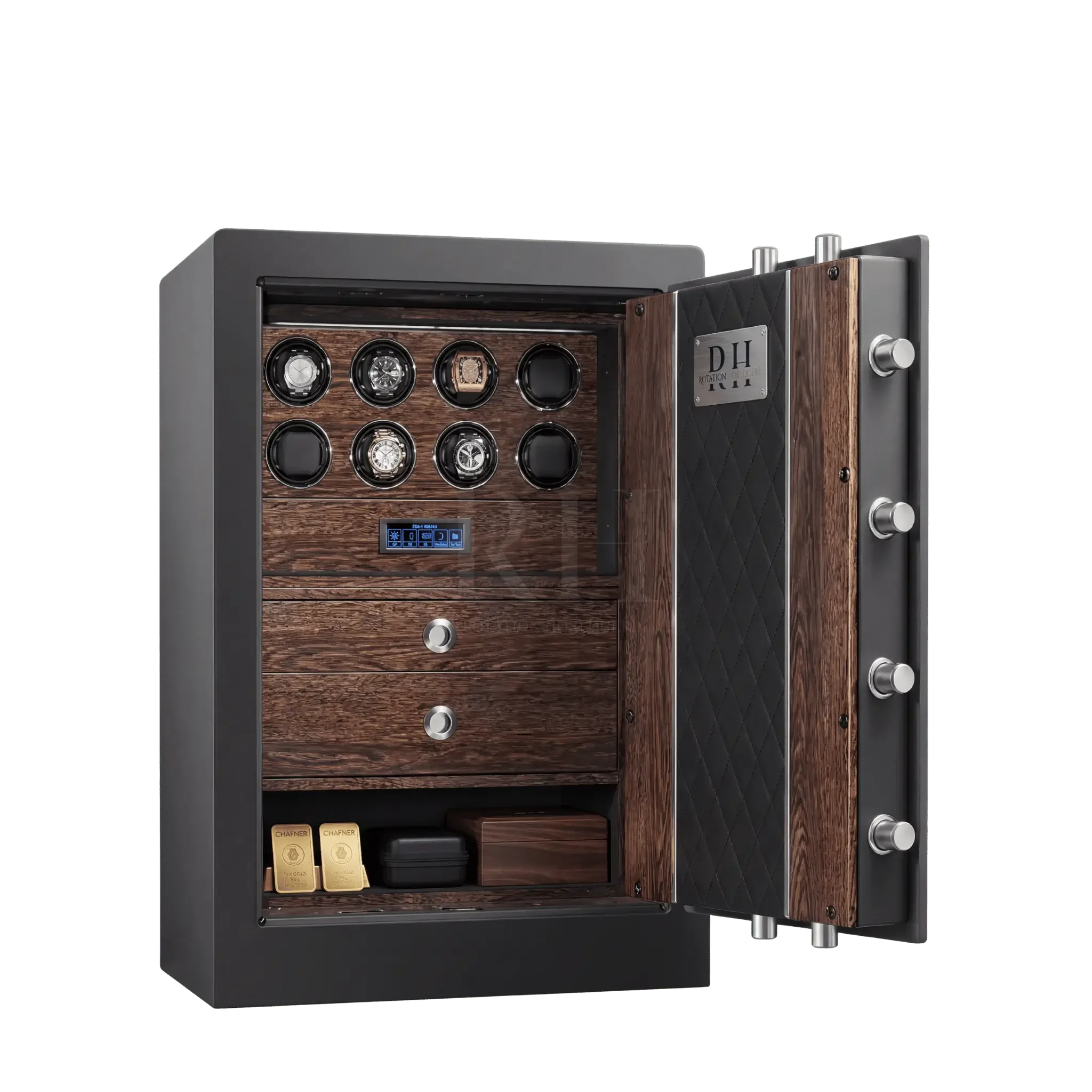 Bellagio™ – Coffre-fort avec Remontoirs pour 8 Montres - Noyer | Rotation Horlogère