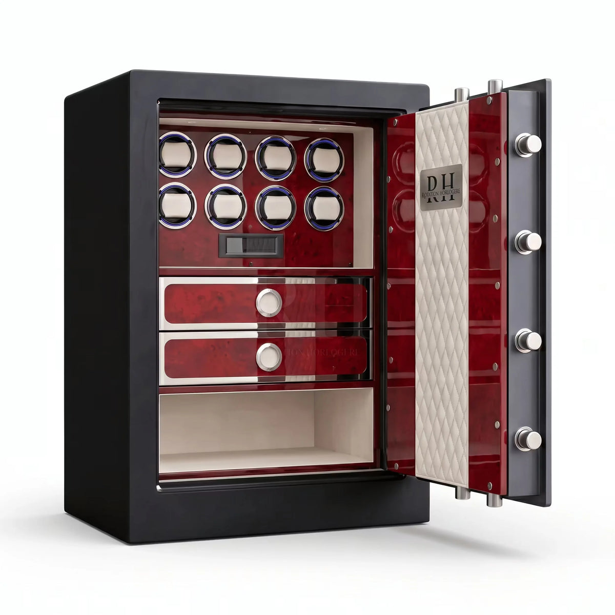Bellagio™ – Coffre-fort avec Remontoirs pour 8 Montres - Rouge Impérial | Rotation Horlogère