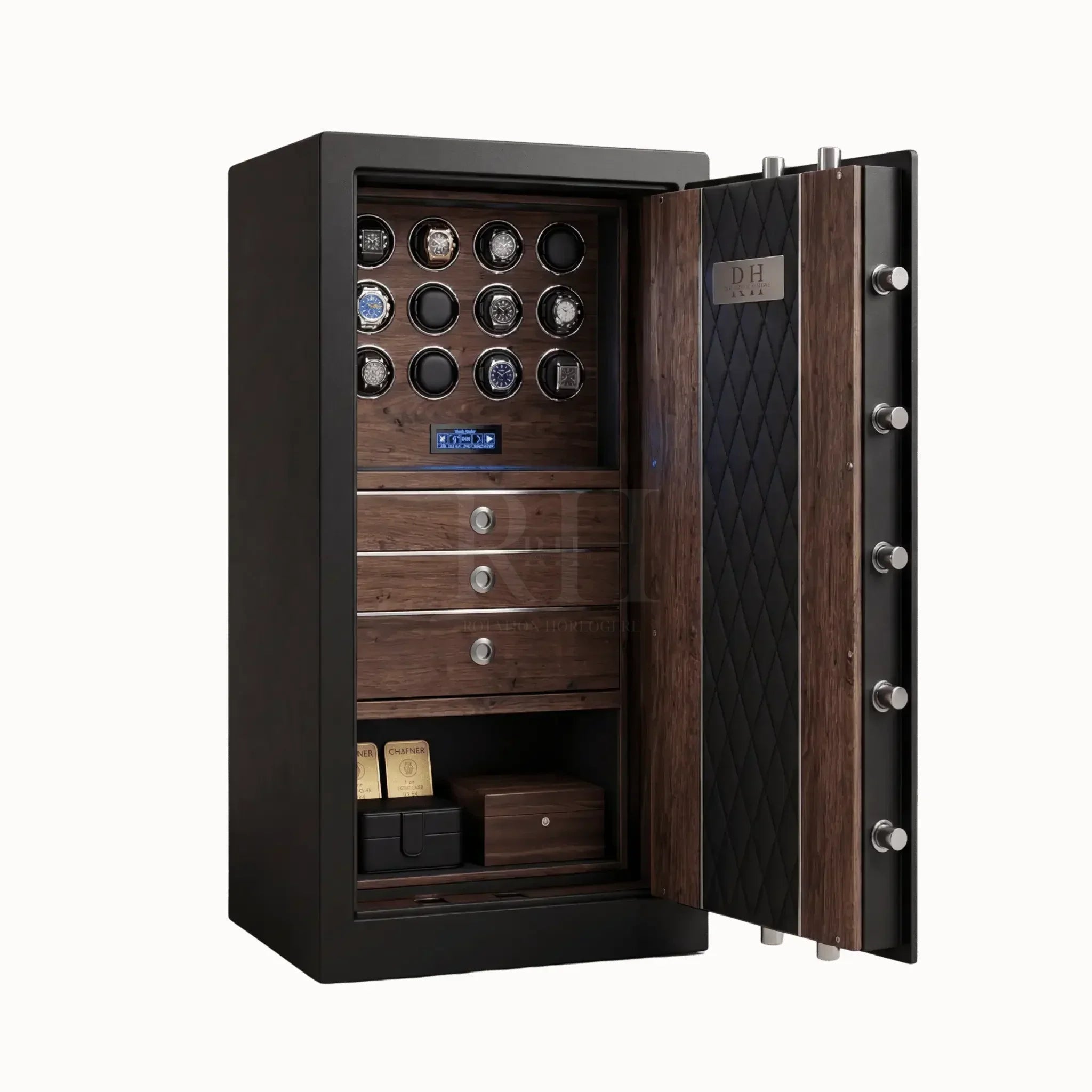 Bellagio Pro™ – Coffre-fort avec Remontoirs pour 12 Montres - Noyer | Rotation Horlogère