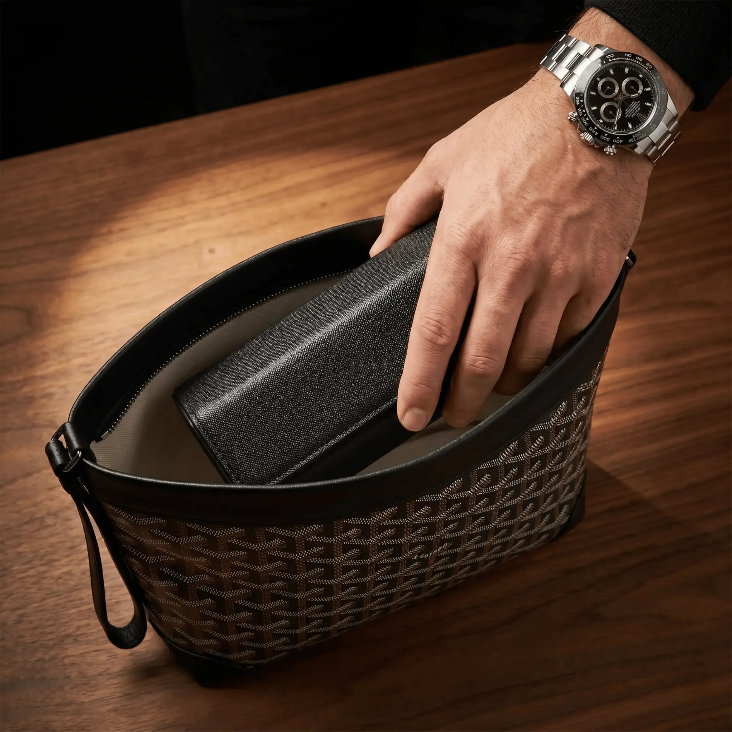 Boîte à Montre en Cuir Milano™, Saffiano Noir pour 3 Montres - Rotation Horlogère