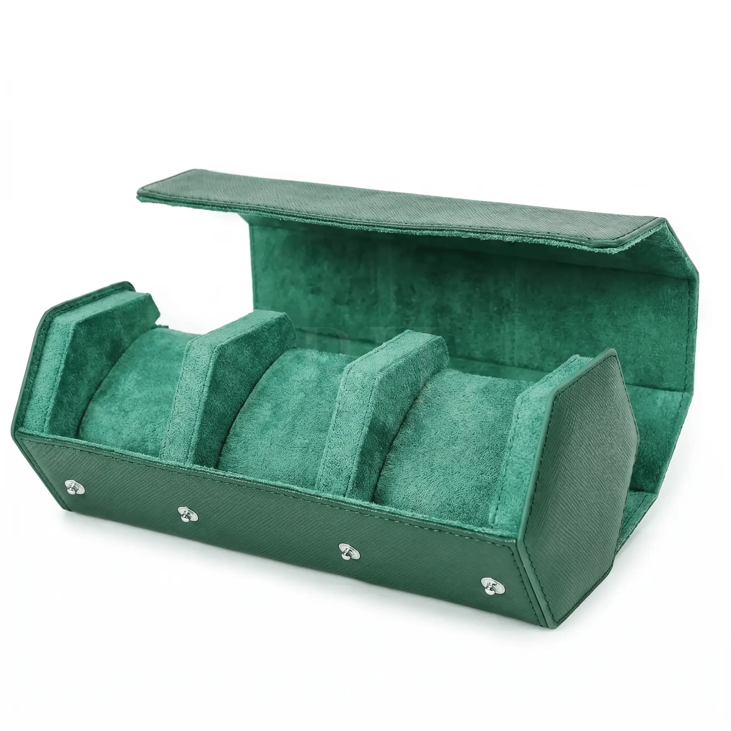 Boîte à Montre en Cuir Milano™, Saffiano Vert pour 3 Montres - Rotation Horlogère