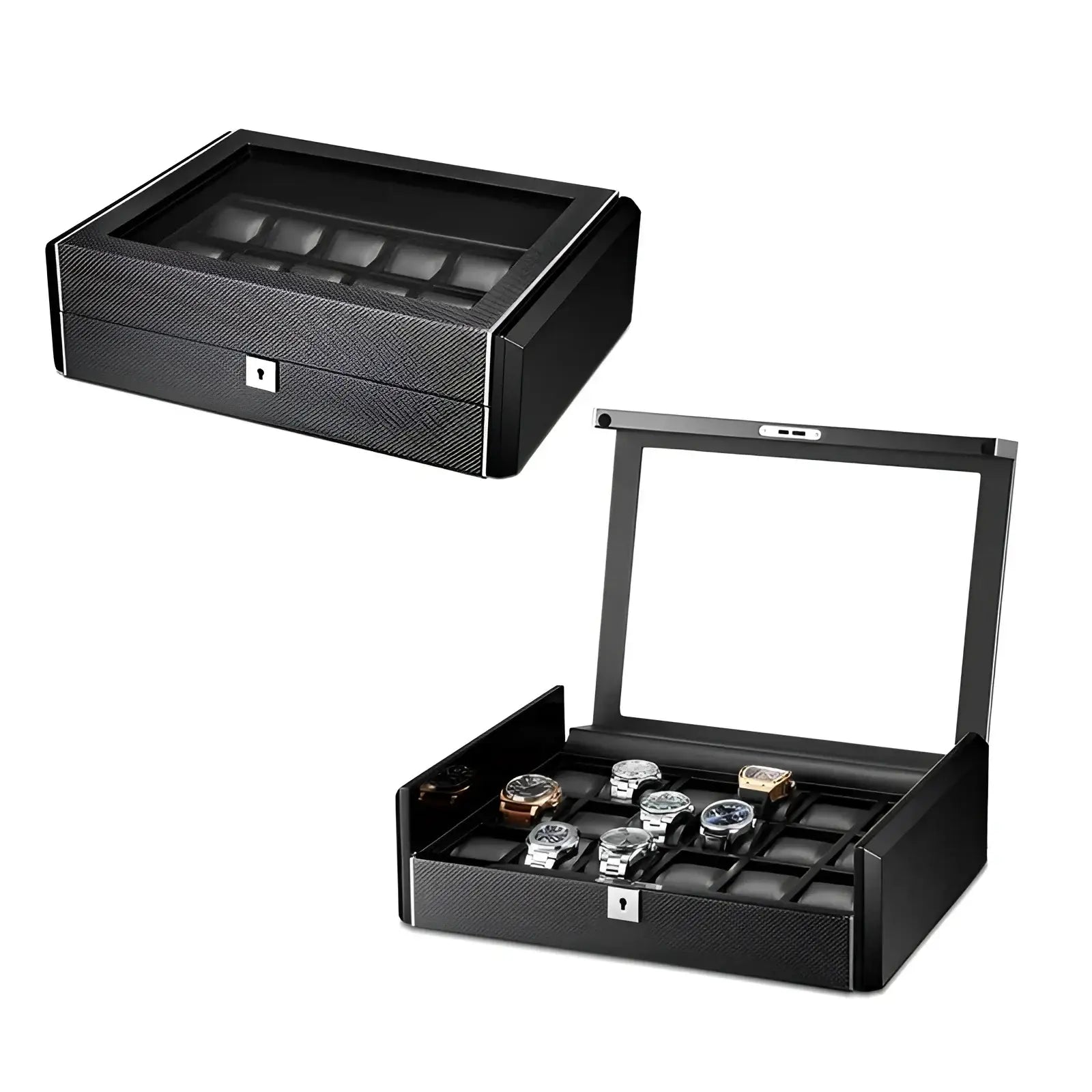 Boite à Montre - Obsidienne Xl 18 Emplacements - Rotation Horlogère