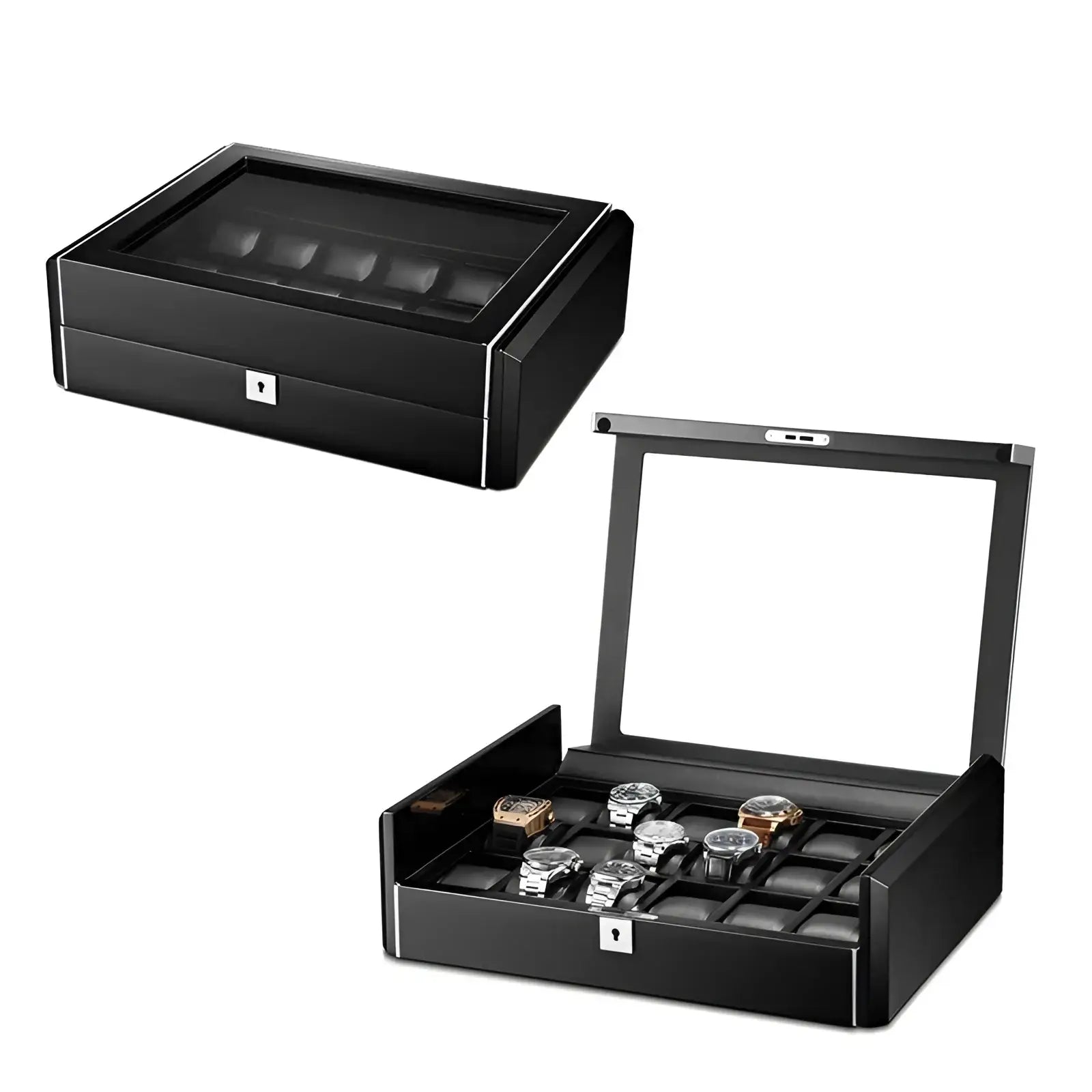 Boite à Montre - Obsidienne Xl 18 Emplacements - Rotation Horlogère