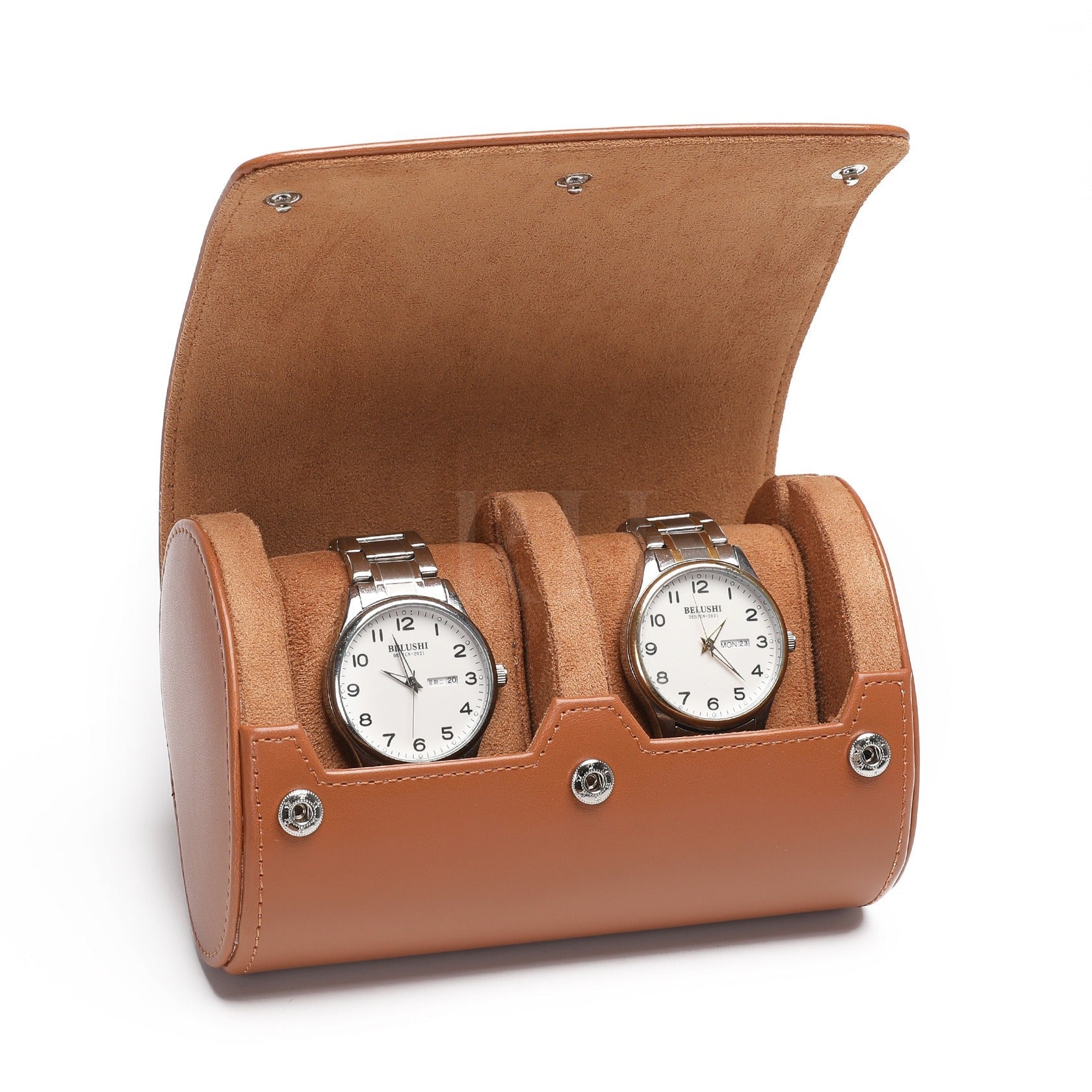 Capri Duo – écrin Personnalisable pour 2 Montres - Marron Cognac | Rotation Horlogère