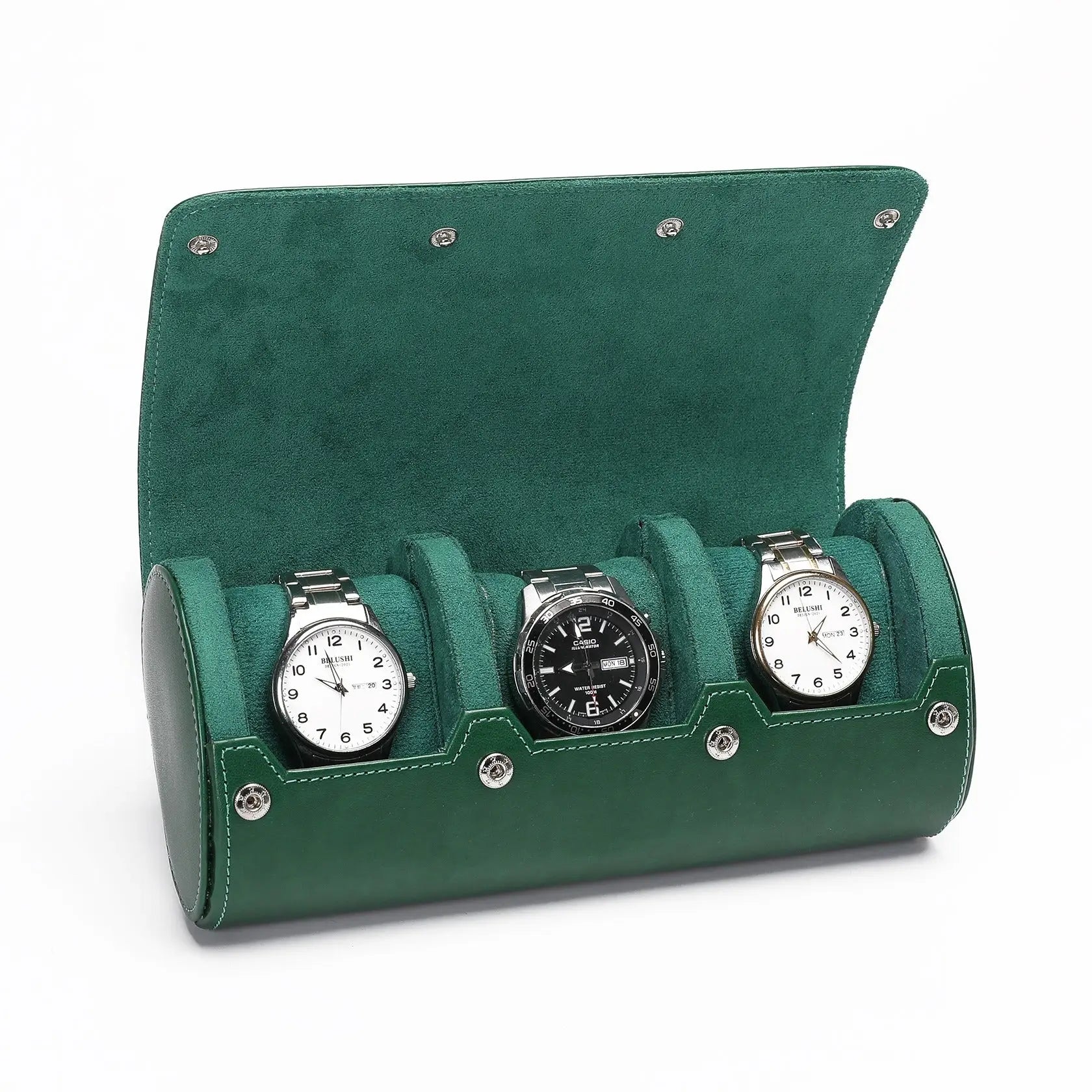 Capri Trio – écrin Personnalisable pour 3 Montres - Vert émeraude | Rotation Horlogère