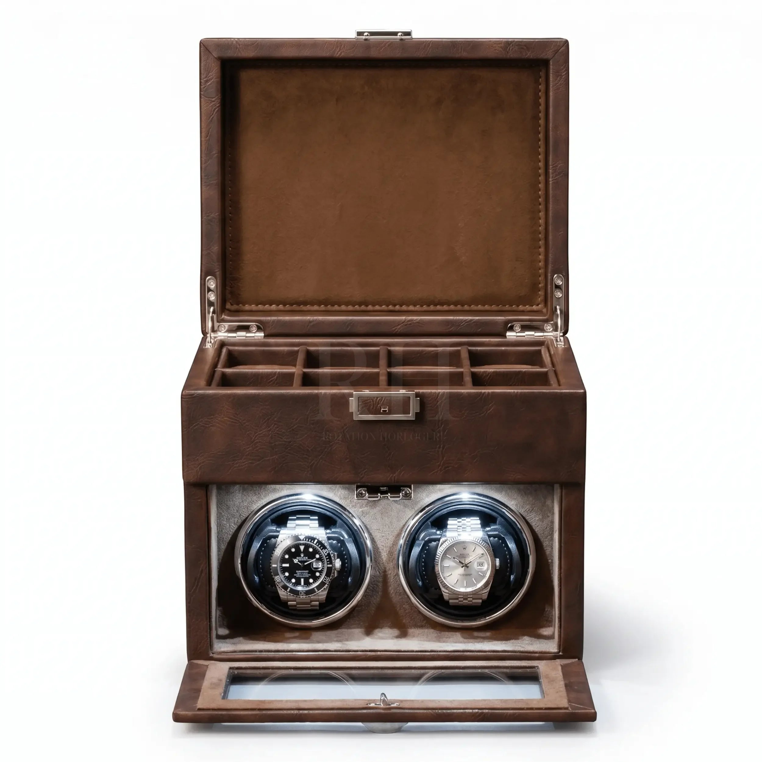 Coffret du Tanneur™ - Remontoir 2 Montres Automatiques | Rotation Horlogere