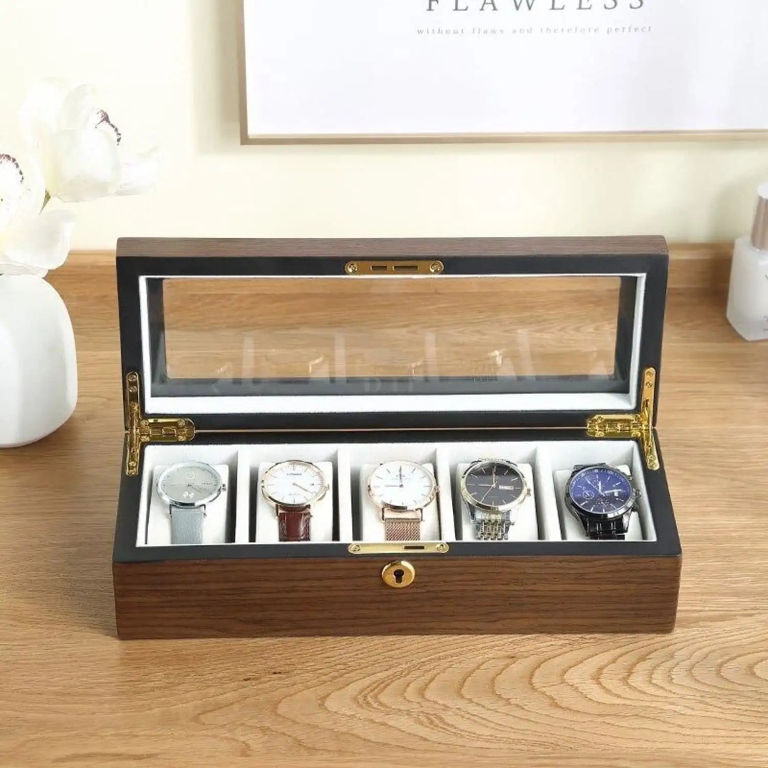Coffret Montre Bois - Woodtime 5 Emplacements - Rotation Horlogère