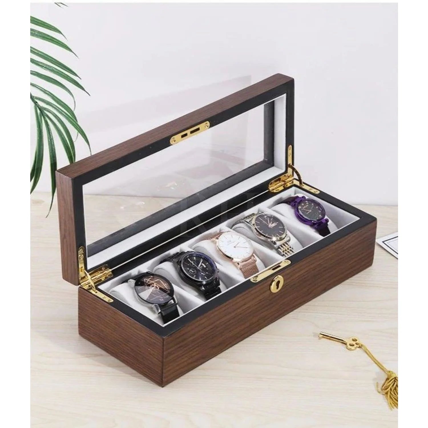 Coffret Montre Bois - Woodtime 5 Emplacements - Rotation Horlogère