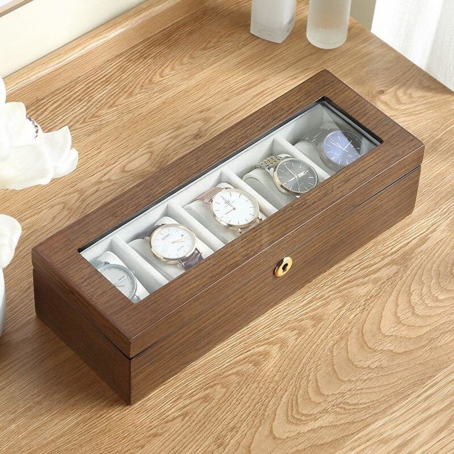 Coffret Montre Bois - Woodtime 5 Emplacements - Rotation Horlogère