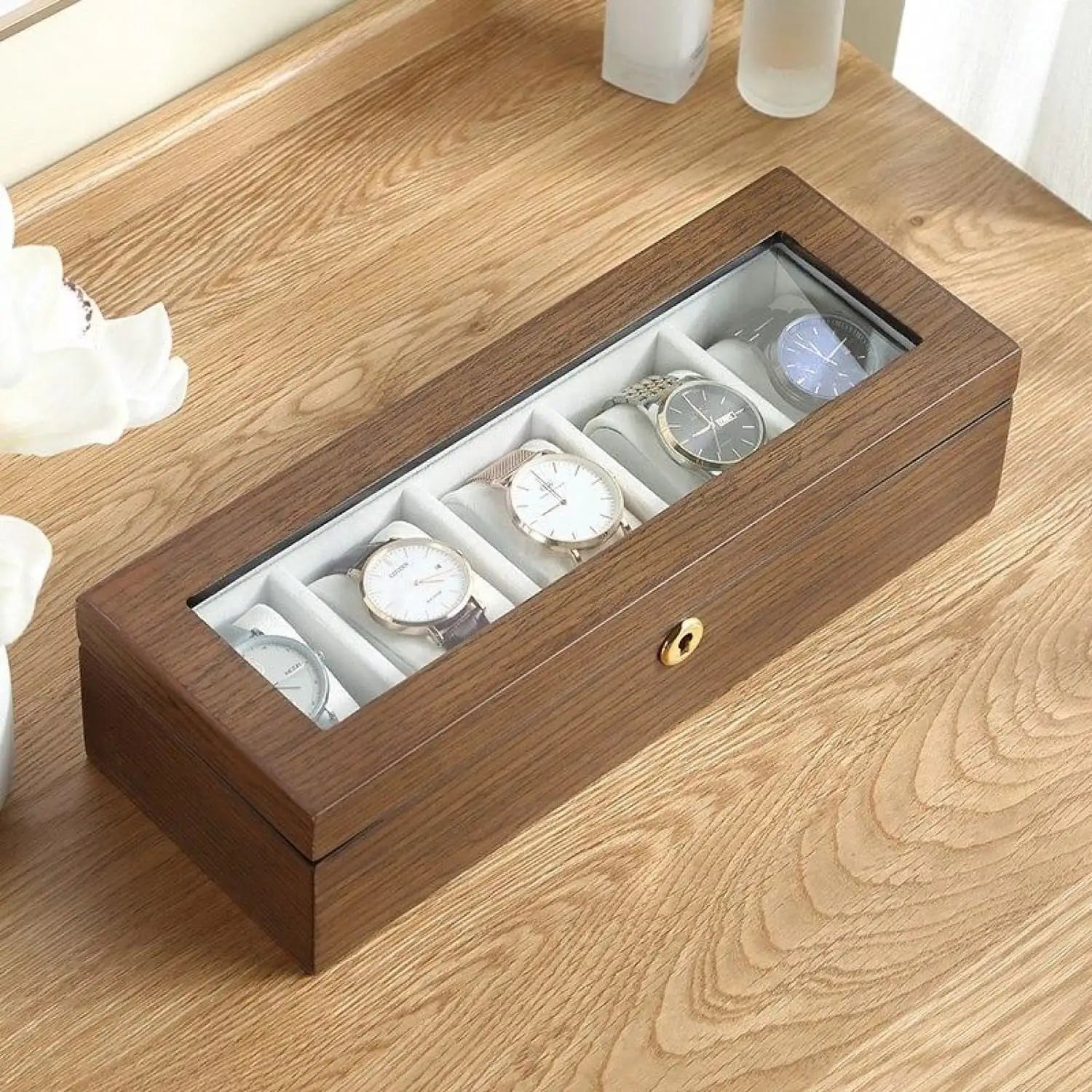 Coffret Montre Bois - Woodtime 5 Emplacements - Rotation Horlogère