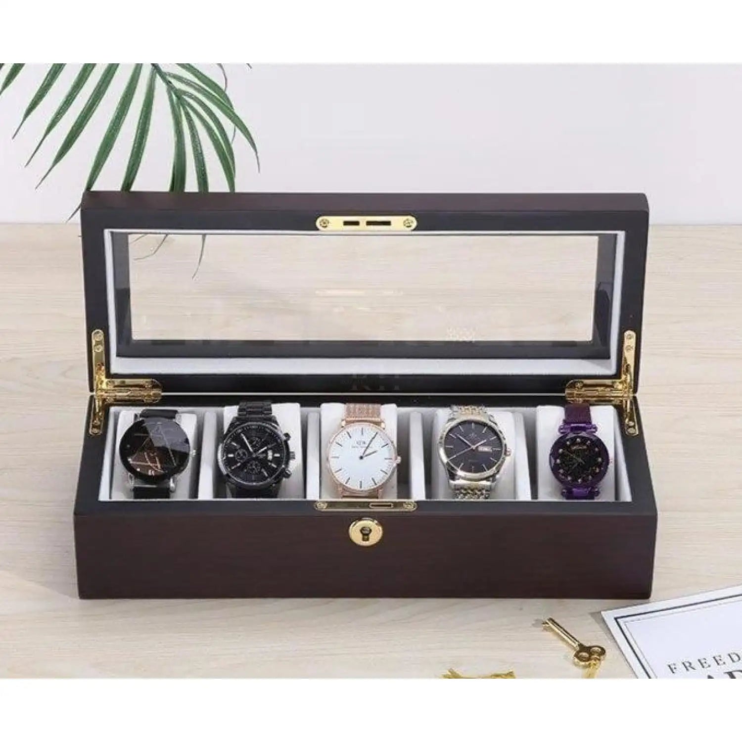 Coffret Montre Bois - Woodtime 5 Emplacements - Rotation Horlogère
