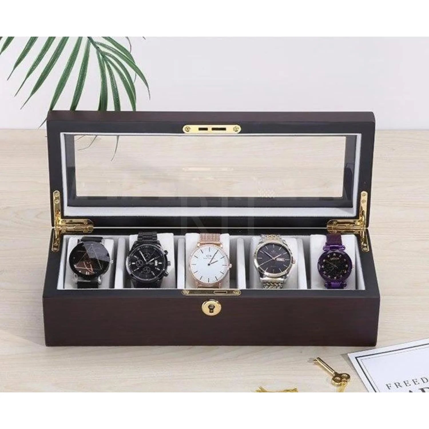 Coffret Montre Bois - Woodtime 5 Emplacements - Rotation Horlogère
