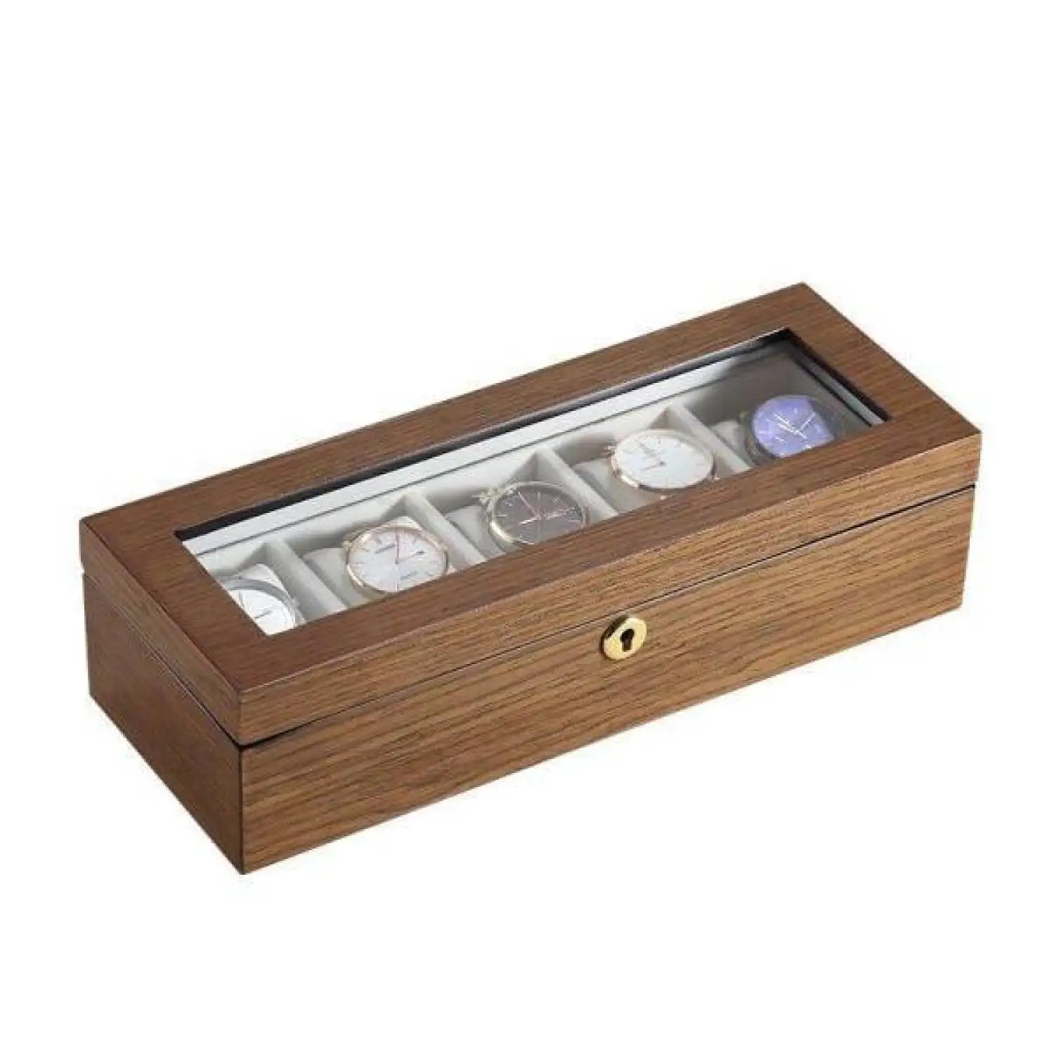 Coffret Montre Bois - Woodtime 5 Emplacements - Marron | Rotation Horlogère