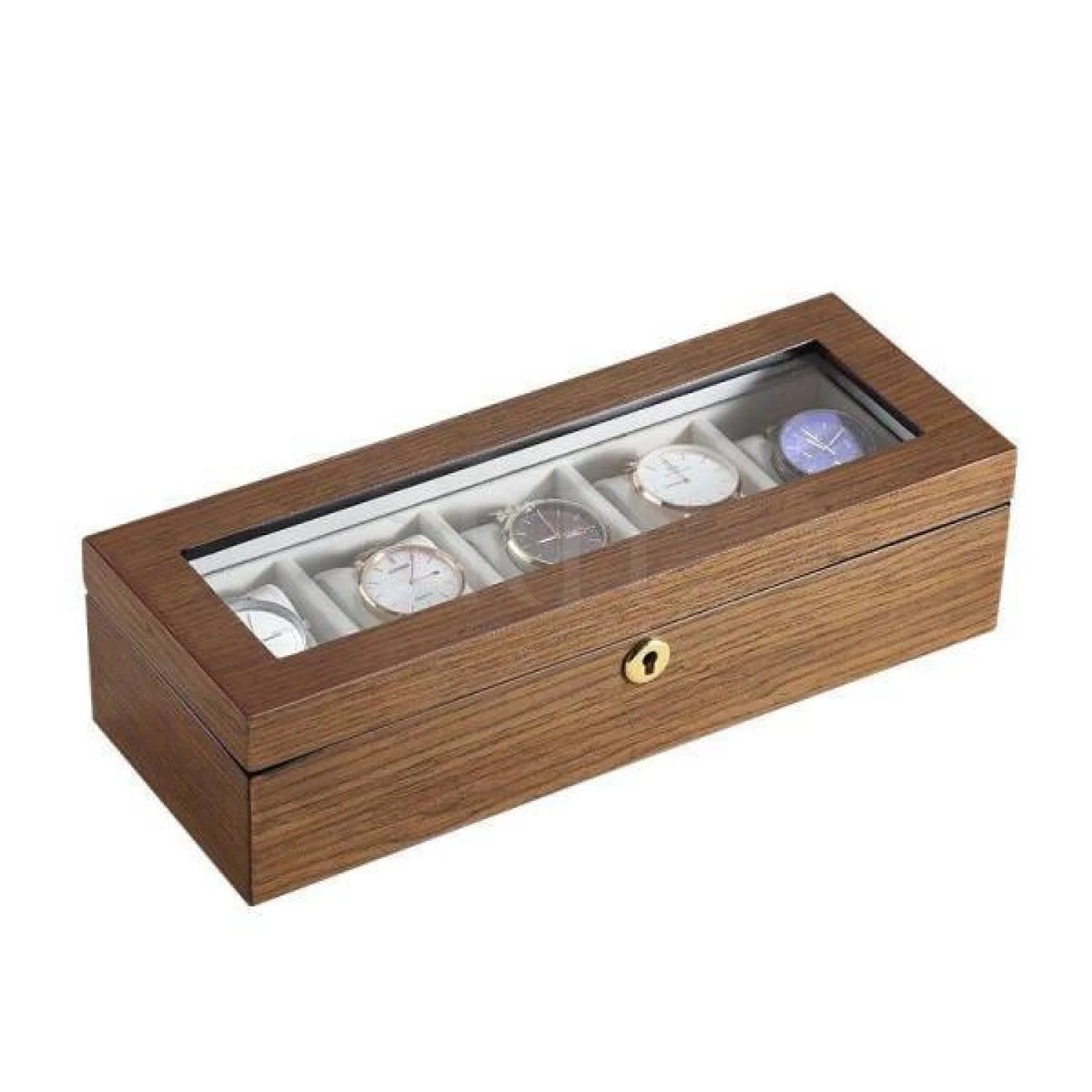 Coffret Montre Bois - Woodtime 5 Emplacements - Marron | Rotation Horlogère