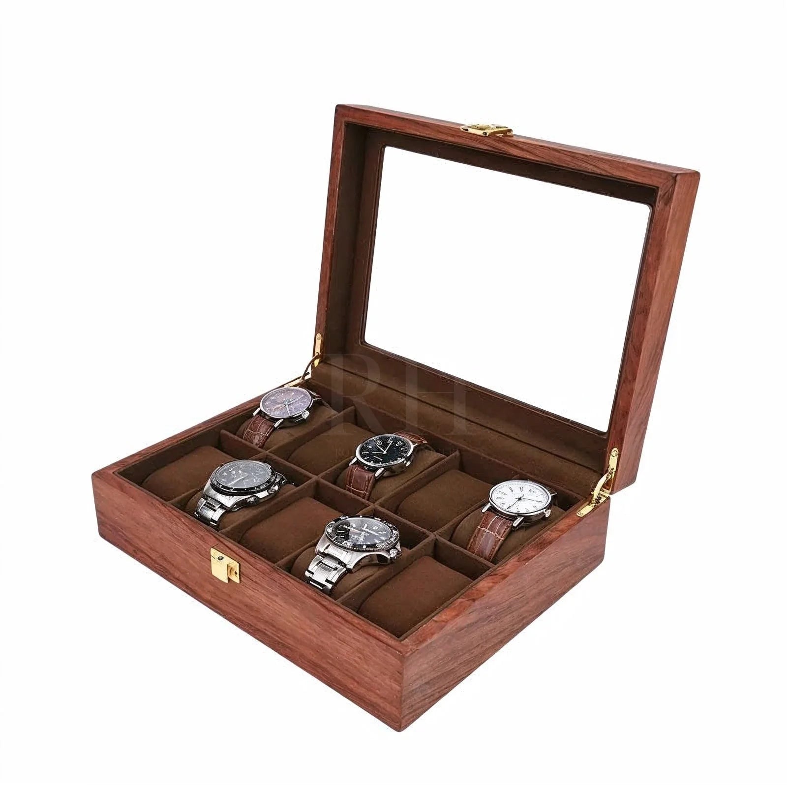 Héritage Deca – écrin en Bois pour 10 Montres - Finition Acajou | Rotation Horlogère