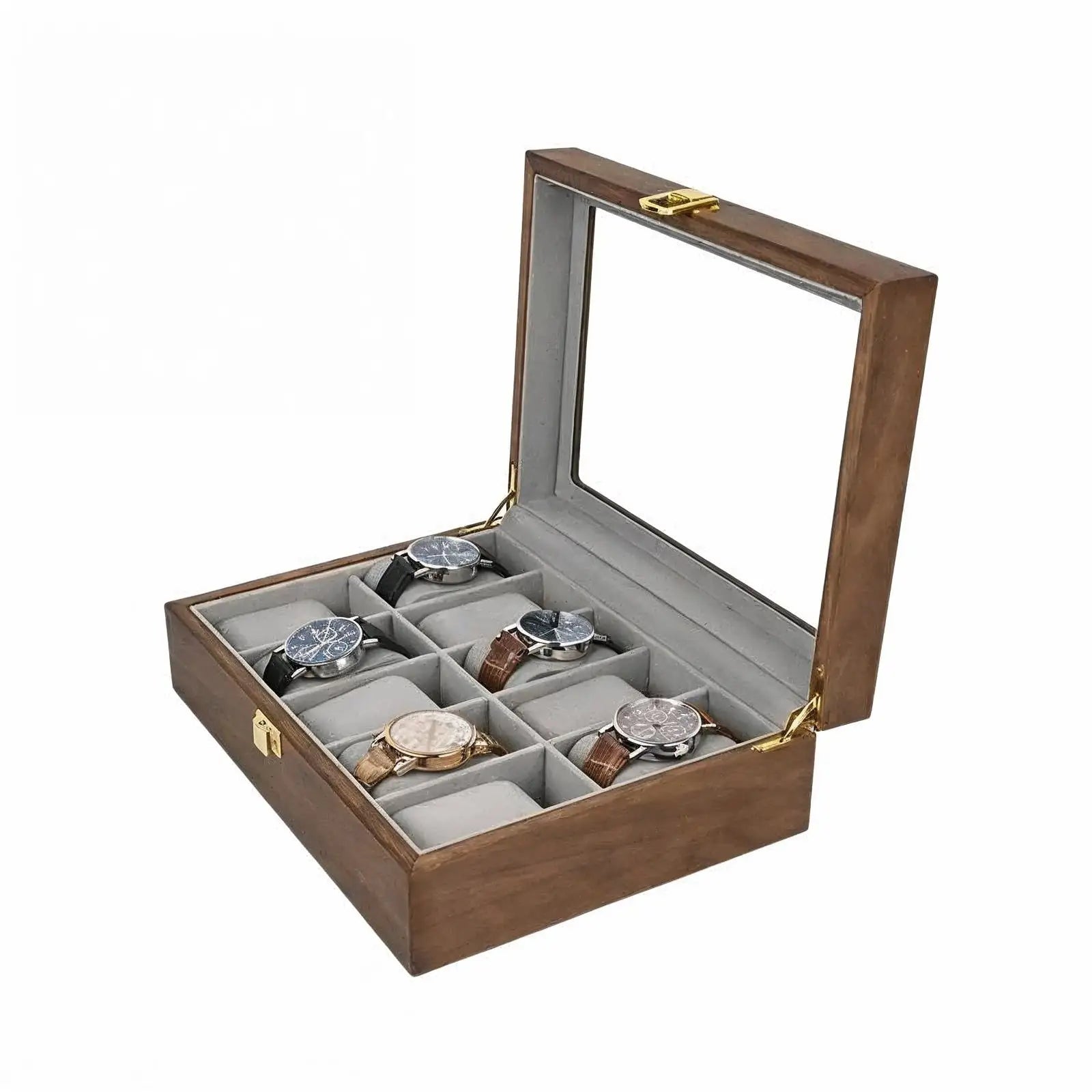 Héritage Deca – écrin en Bois pour 10 Montres - Finition Teck | Rotation Horlogère