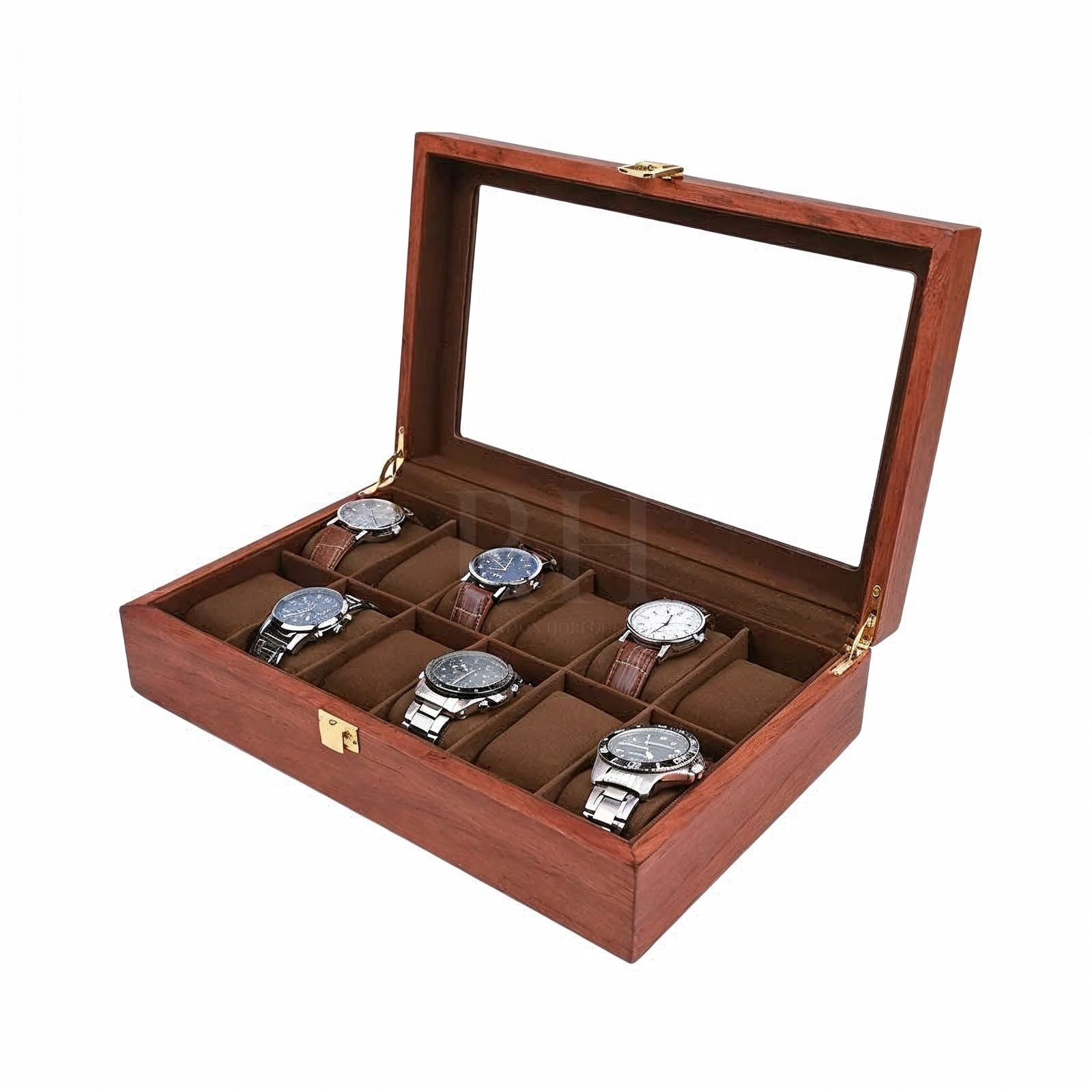 Héritage Duodeca – écrin en Bois pour 12 Montres - Finition Acajou | Rotation Horlogère