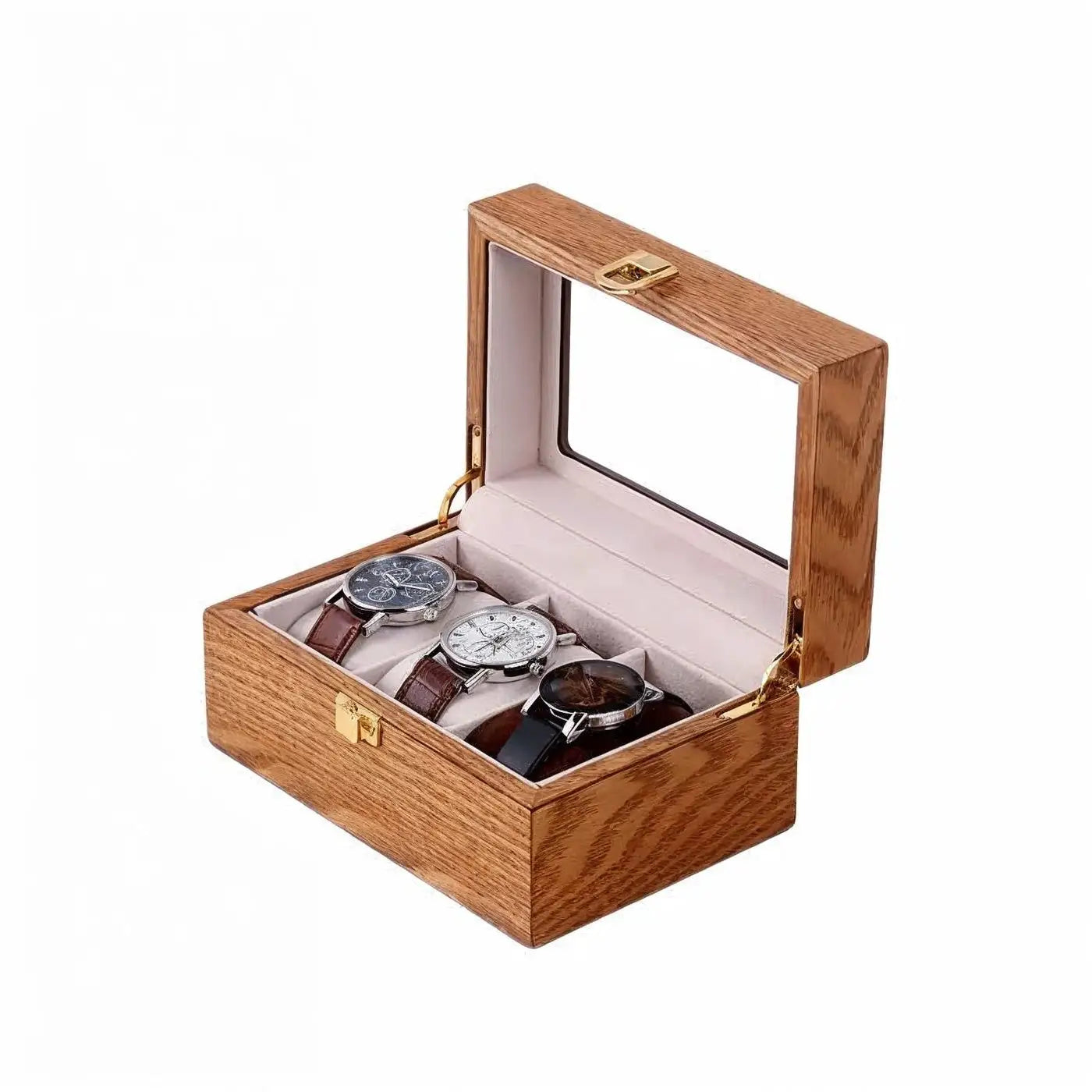 Héritage Trio – écrin en Bois pour 3 Montres - Finition Chêne Clair | Rotation Horlogère