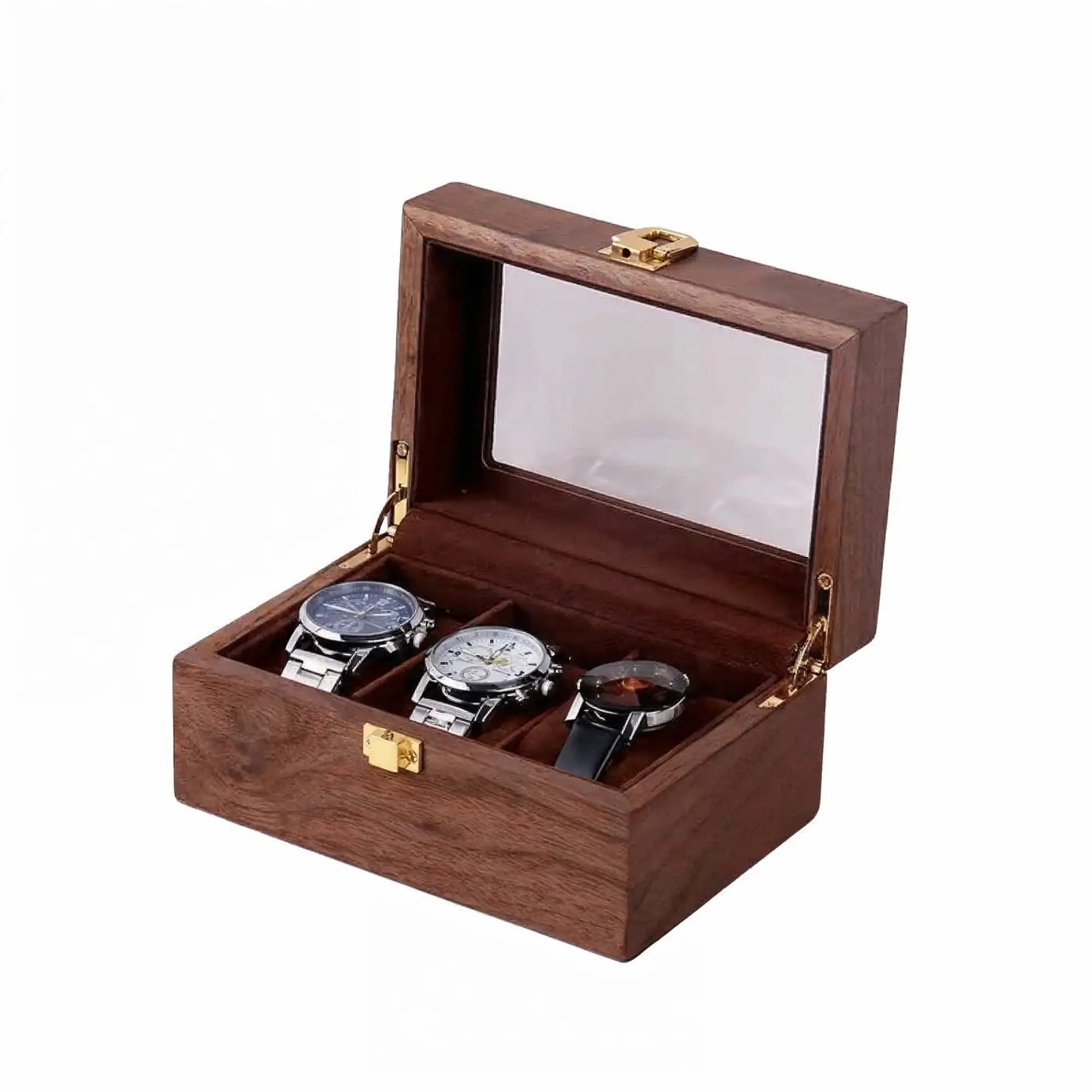 Héritage Trio – écrin en Bois pour 3 Montres - Finition Noyer | Rotation Horlogère