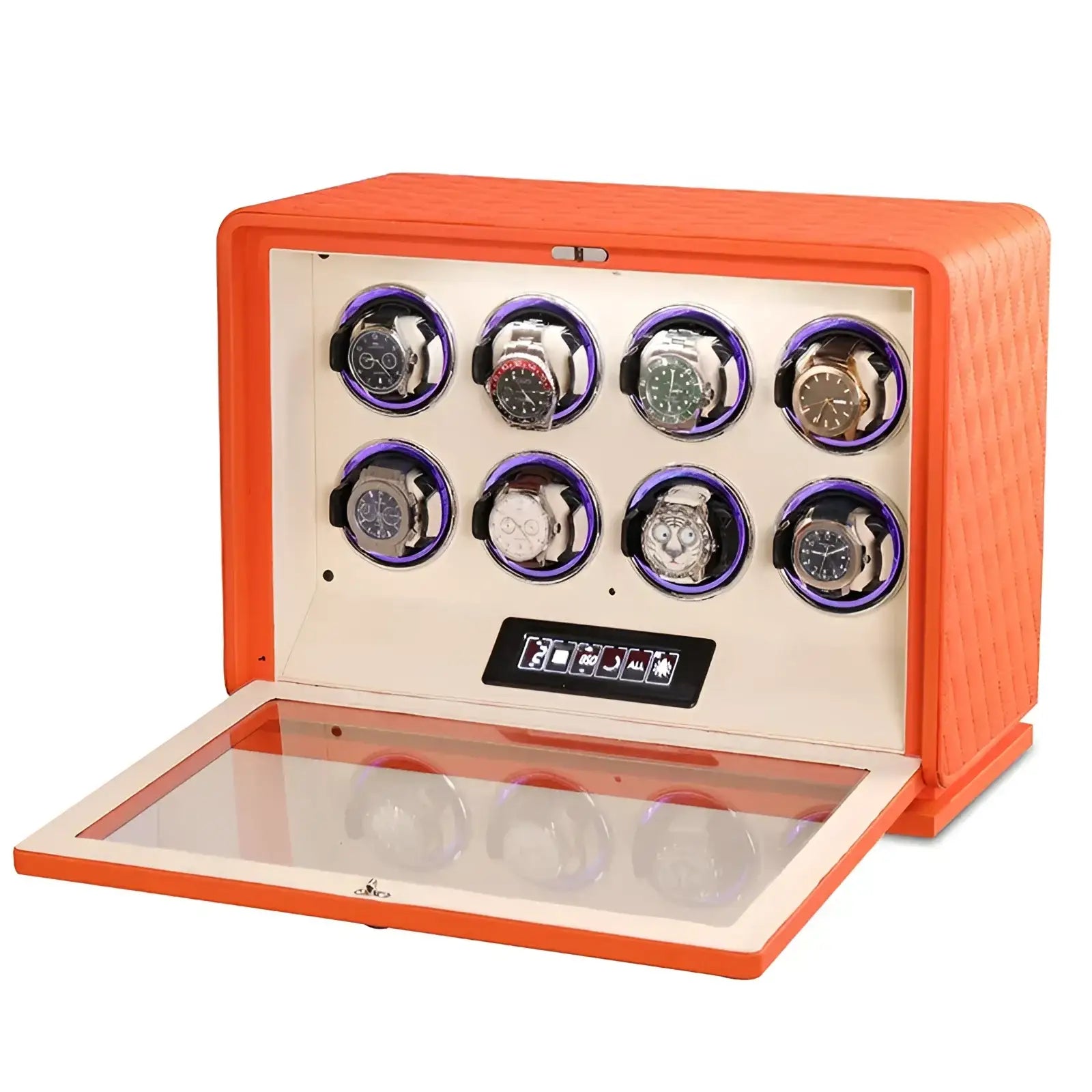 Remontoir Automatique Daytona pour 2 à 12 Montres - Mandarine / 8 Emplacements | Rotation Horlogère