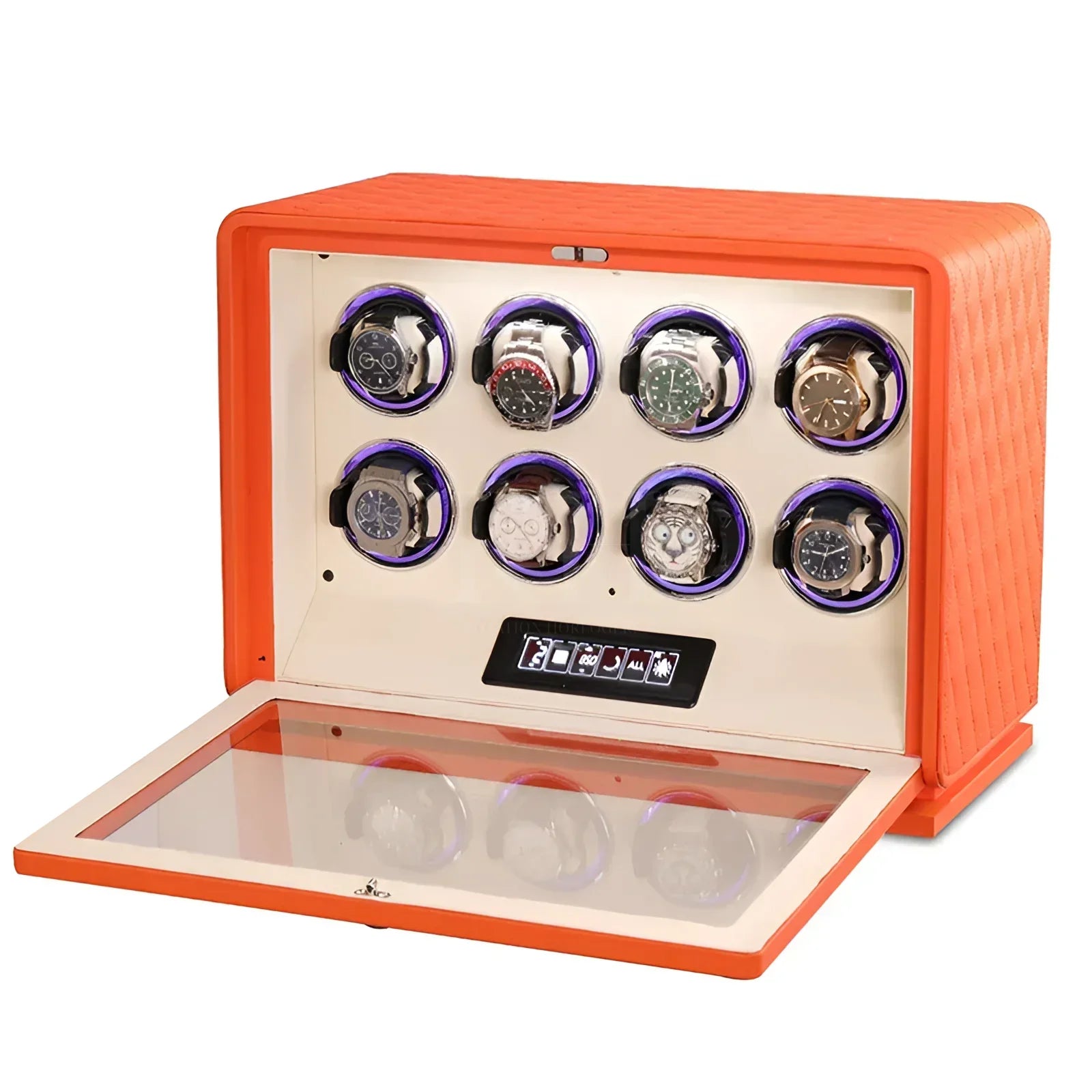 Remontoir Automatique Daytona pour 2 à 12 Montres - Mandarine / 8 Emplacements | Rotation Horlogère