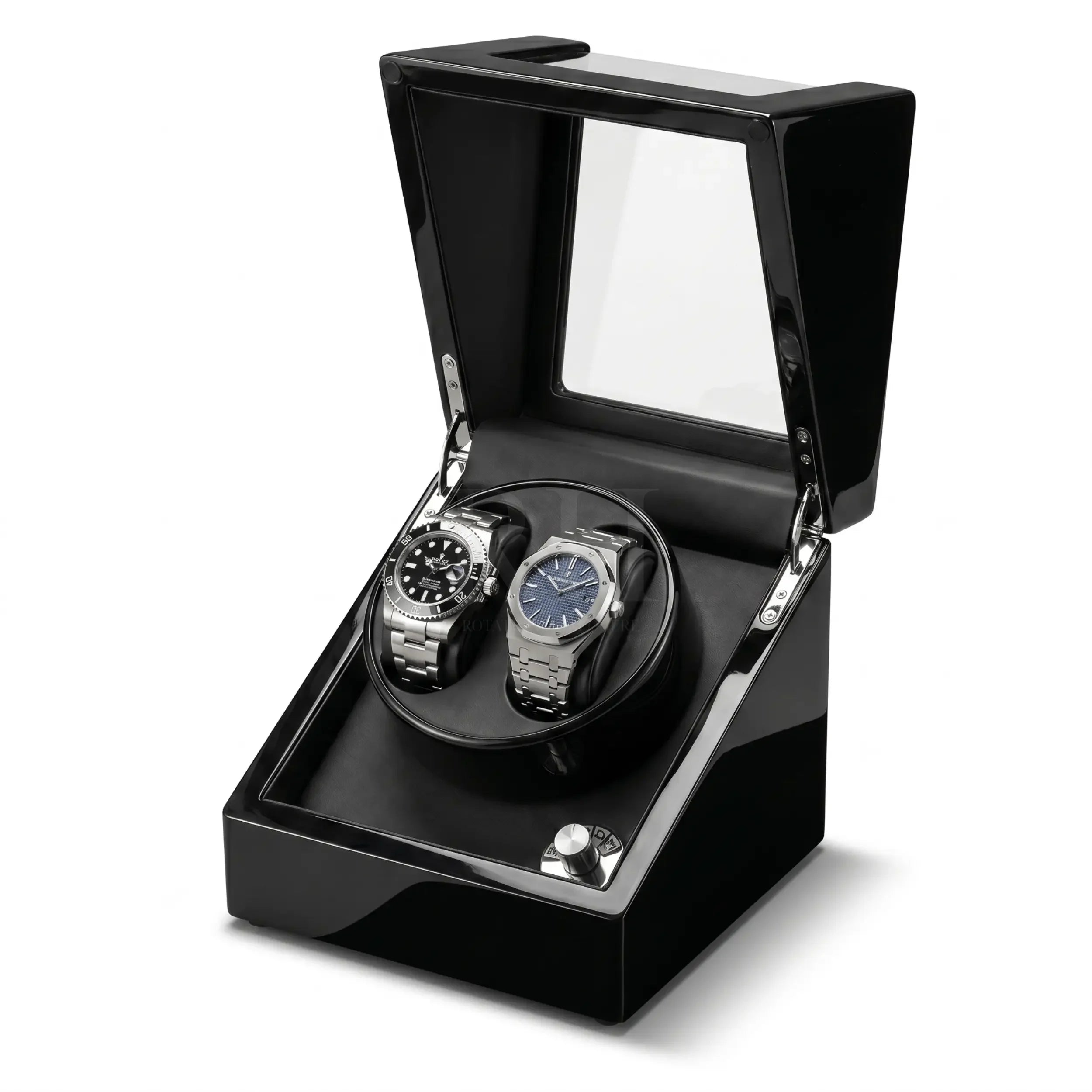 Remontoir Montre Automatique - élégance Duo - Piano Laqué Noir | Rotation Horlogère