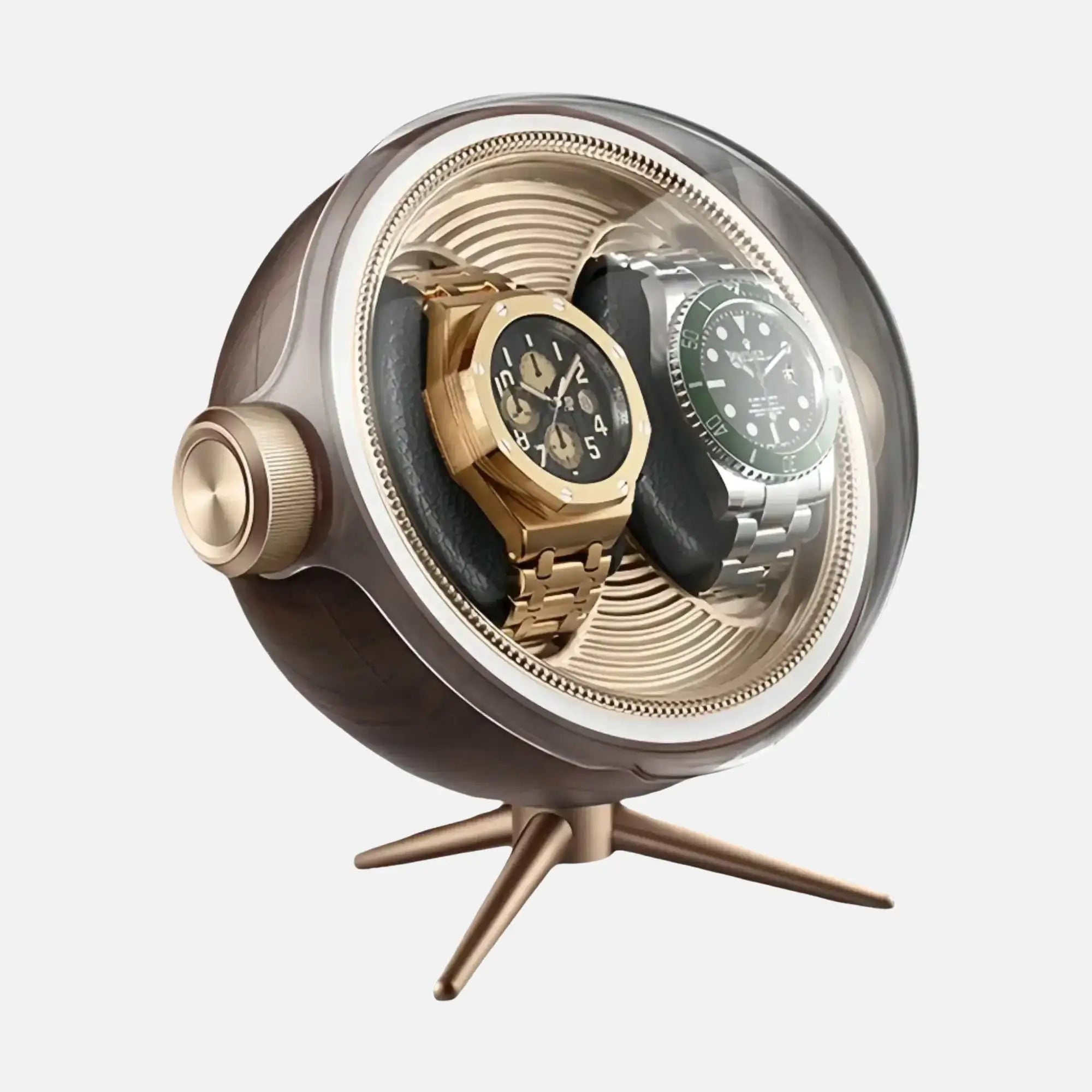 Remontoir Sphère Cosmos Duo – écrin Rotatif Design pour 2 Montres - Gold | Rotation Horlogère