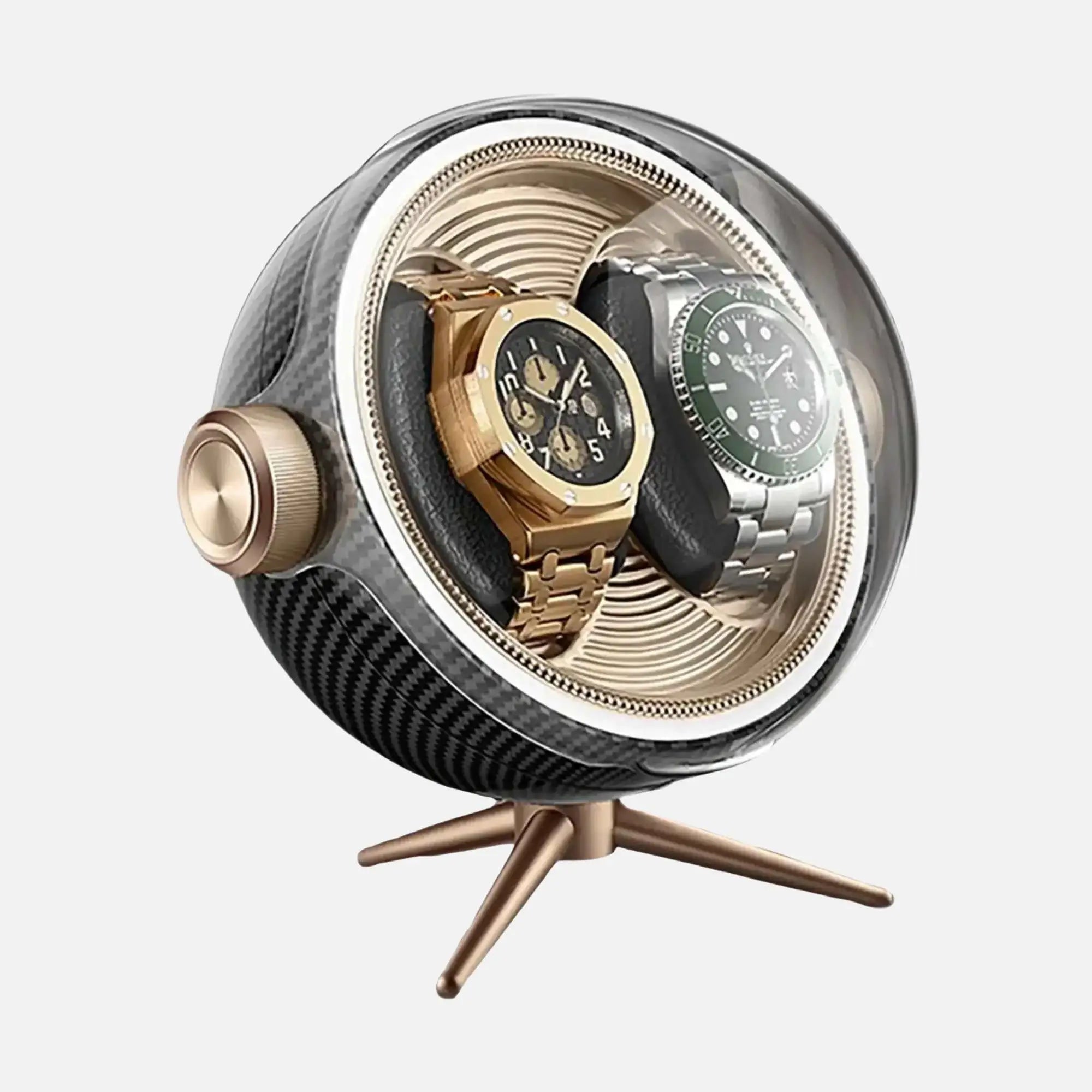 Remontoir Sphère Cosmos Duo – écrin Rotatif Design pour 2 Montres - Sportif | Rotation Horlogère