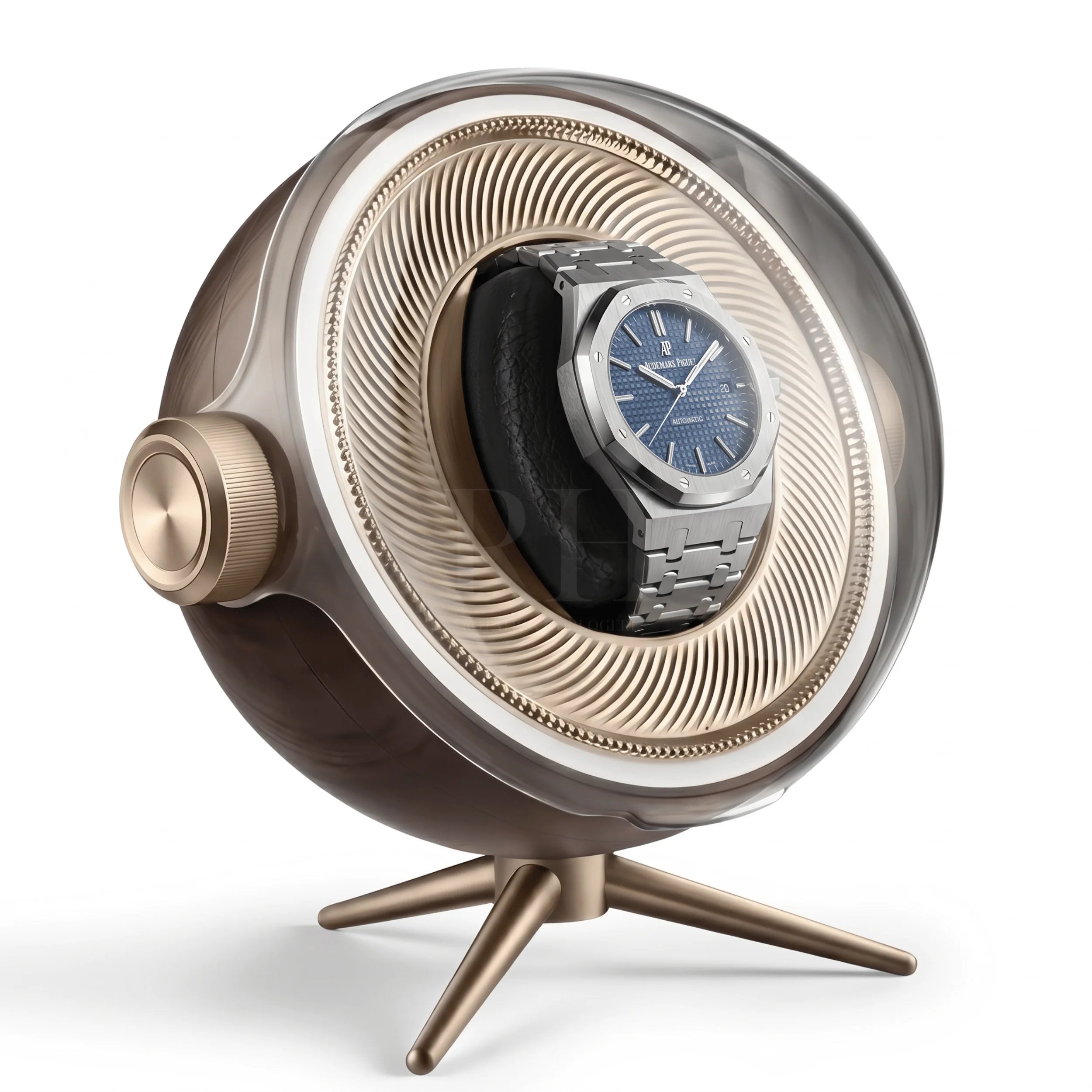 Remontoir Sphère Cosmos Solo - écrin Rotatif Design - Marron | Rotation Horlogère