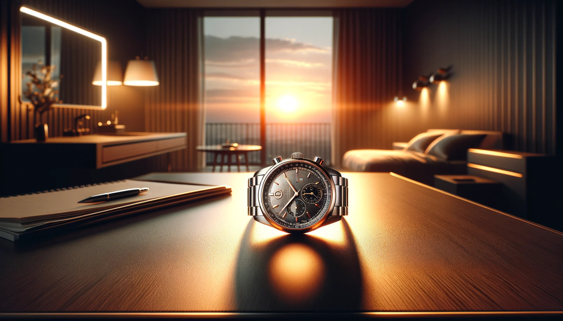 montre-suisse-luxe-chronographe-coucher-de-soleil