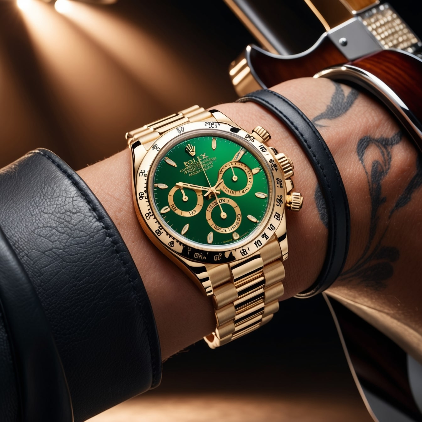 rolex daytona john mayer or fond vert