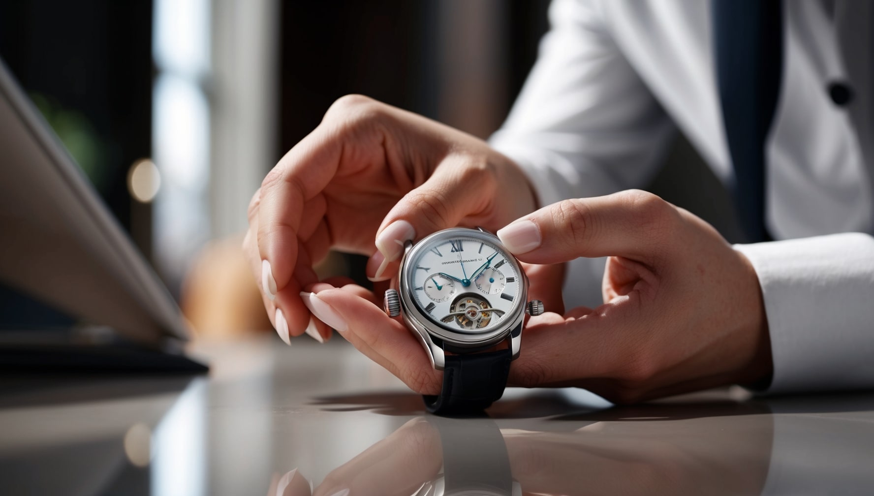 remonter une montre automatique sur un bureau