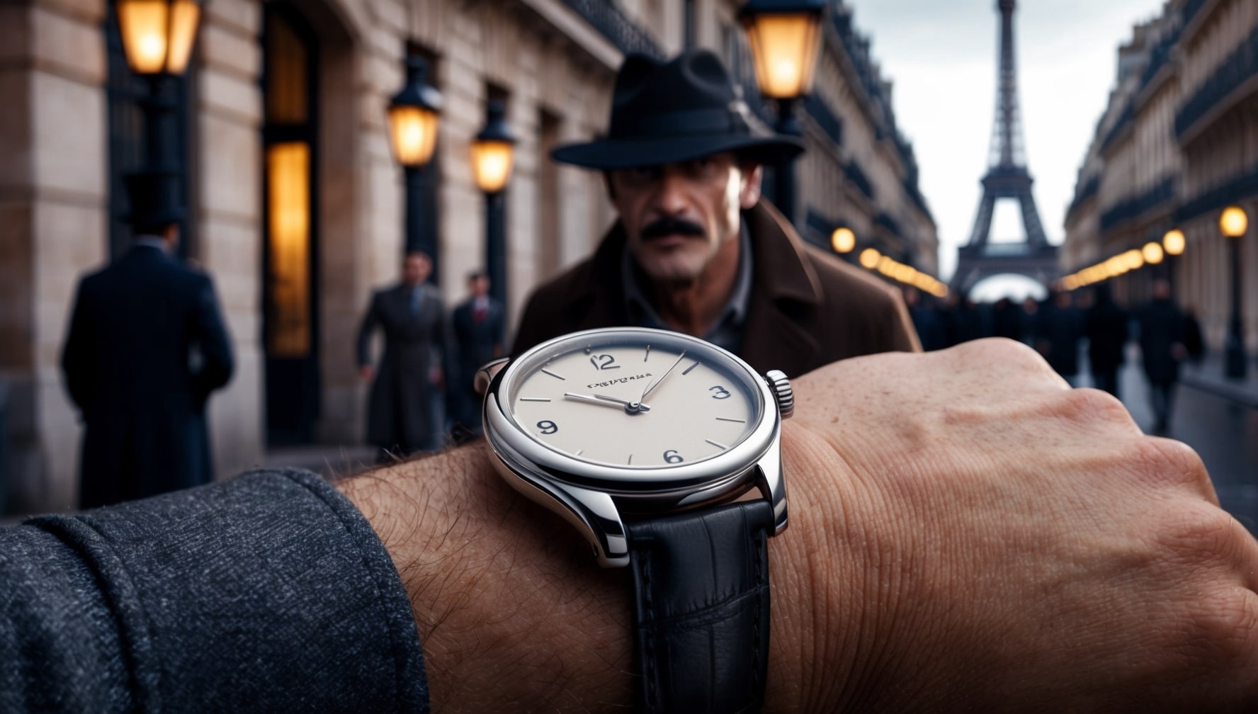 un homme suspicieux devant une jolie montre