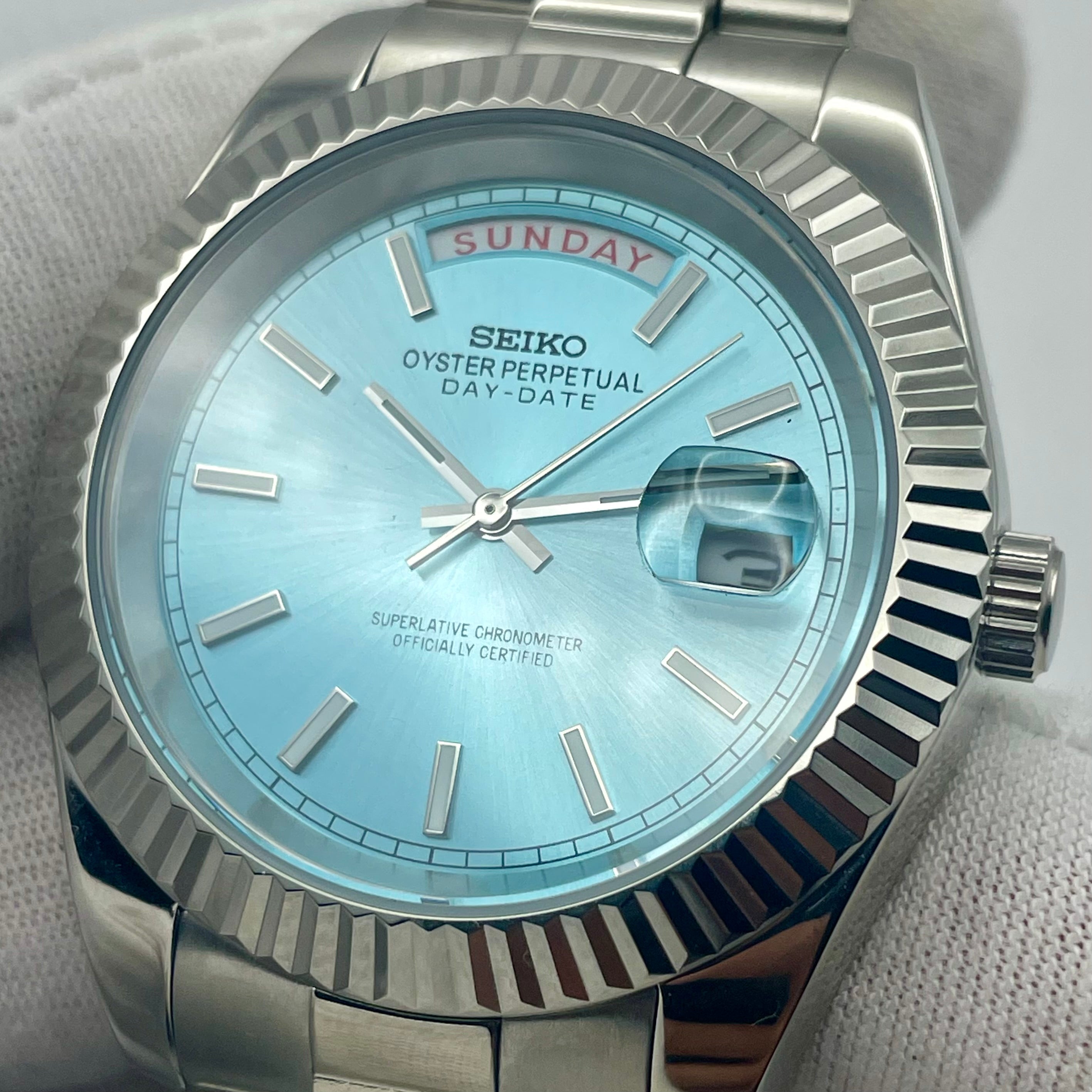 Seiko Mod Day Date Turkusowy Niebieski 