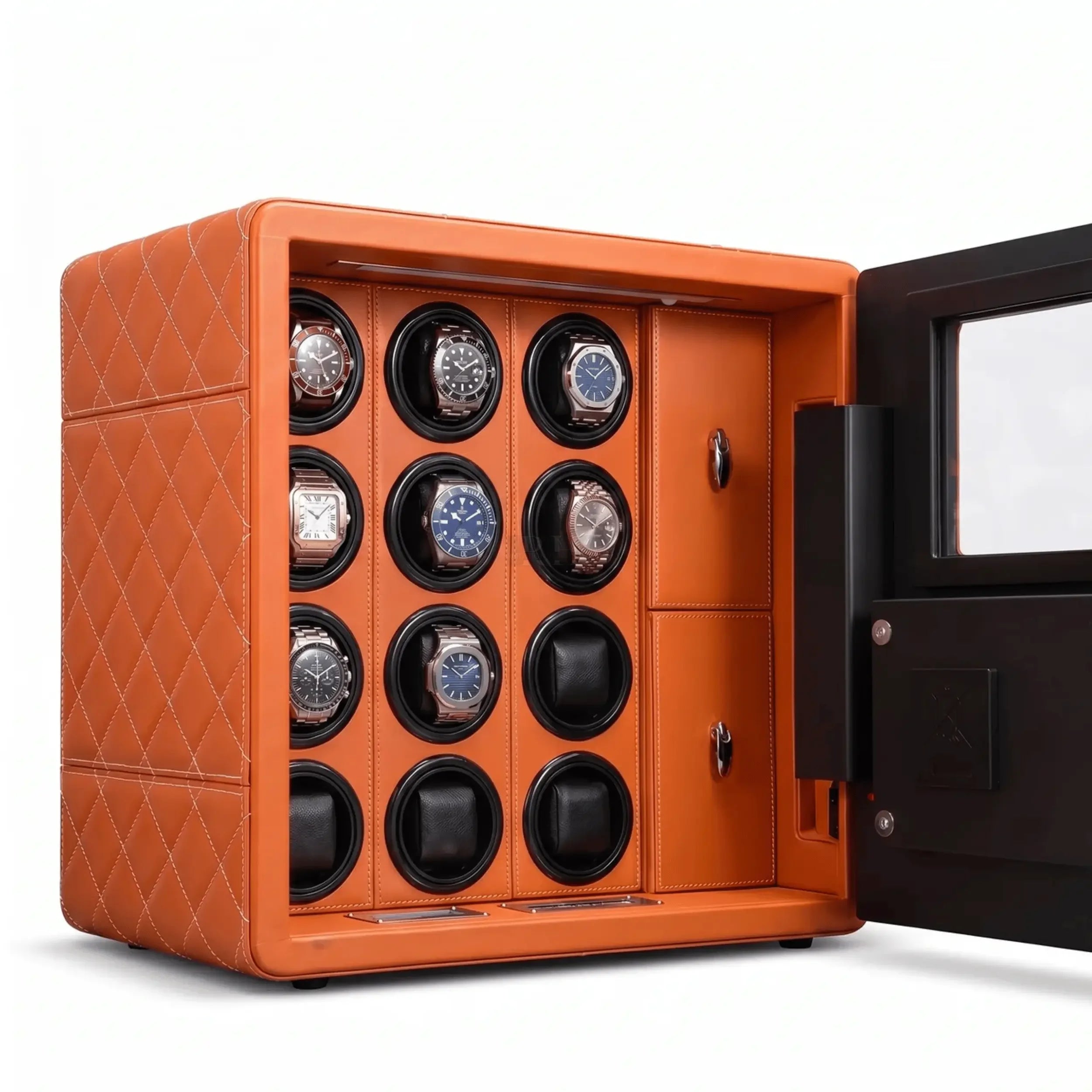 Bastion – Coffre Fort pour 12 Montres Automatiques - Orange | Rotation Horlogère
