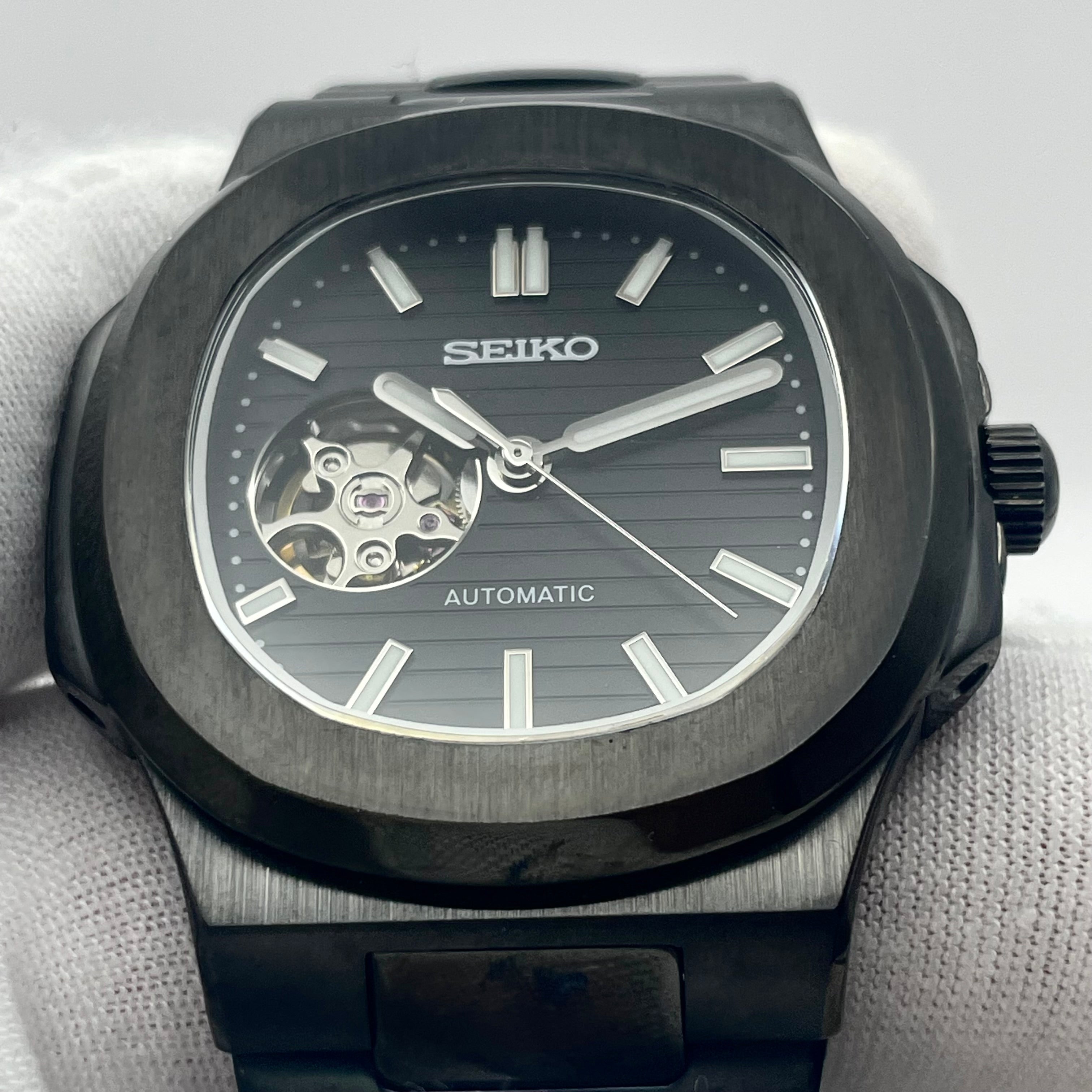 Seiko Mod Nautilus Black “Open Heart” 