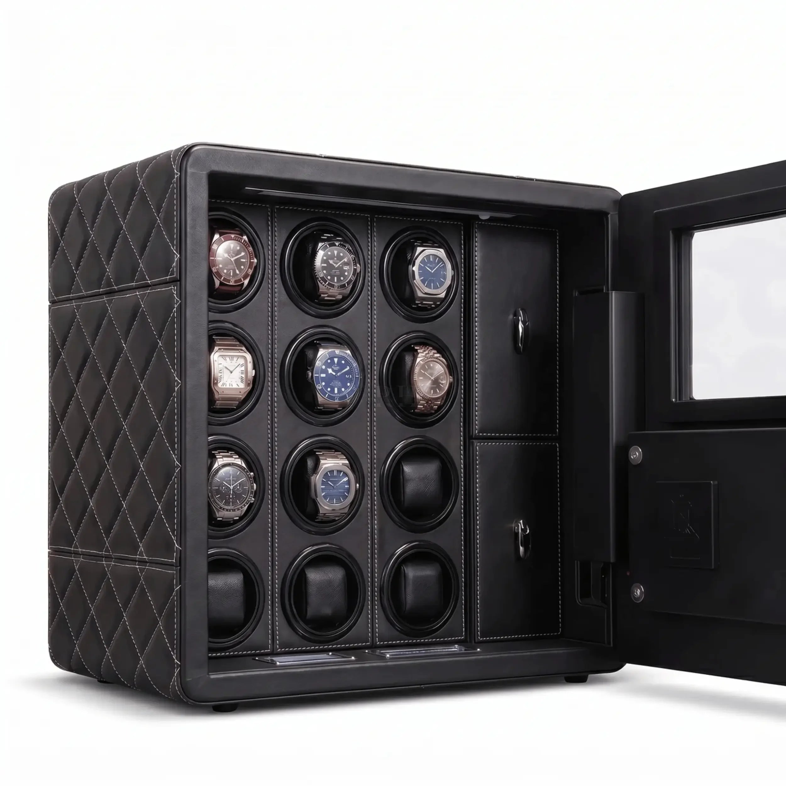Bastion – Coffre Fort pour 12 Montres Automatiques - Noir | Rotation Horlogère