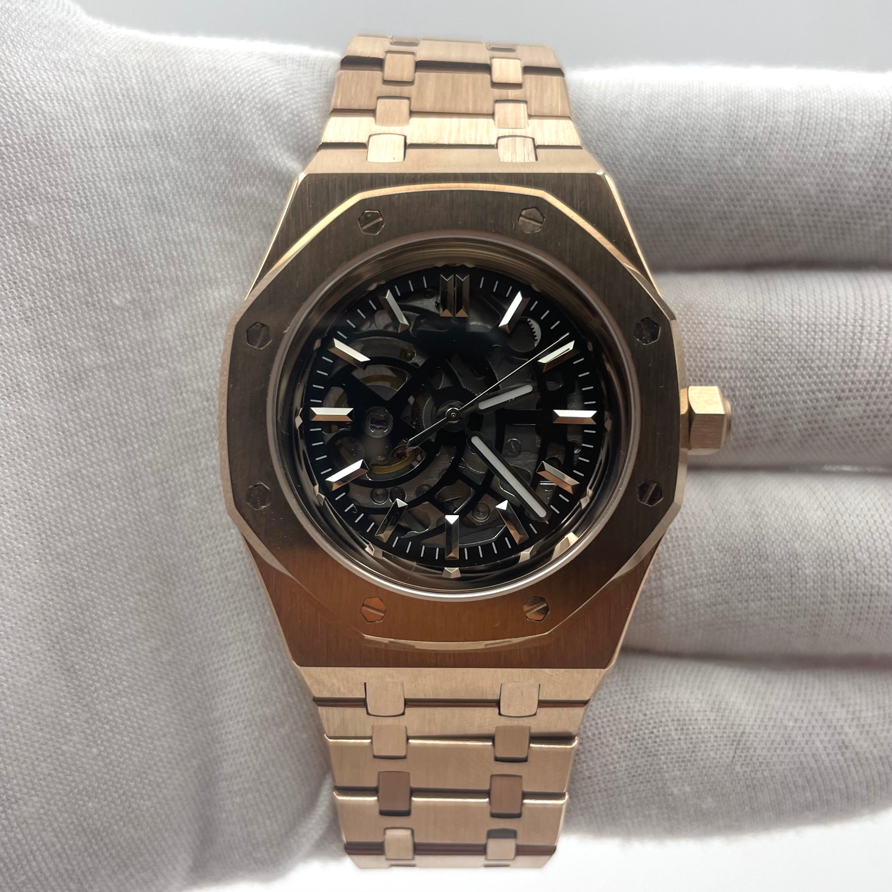 Seiko Mod Royal Oak Rose Gold Skelet 