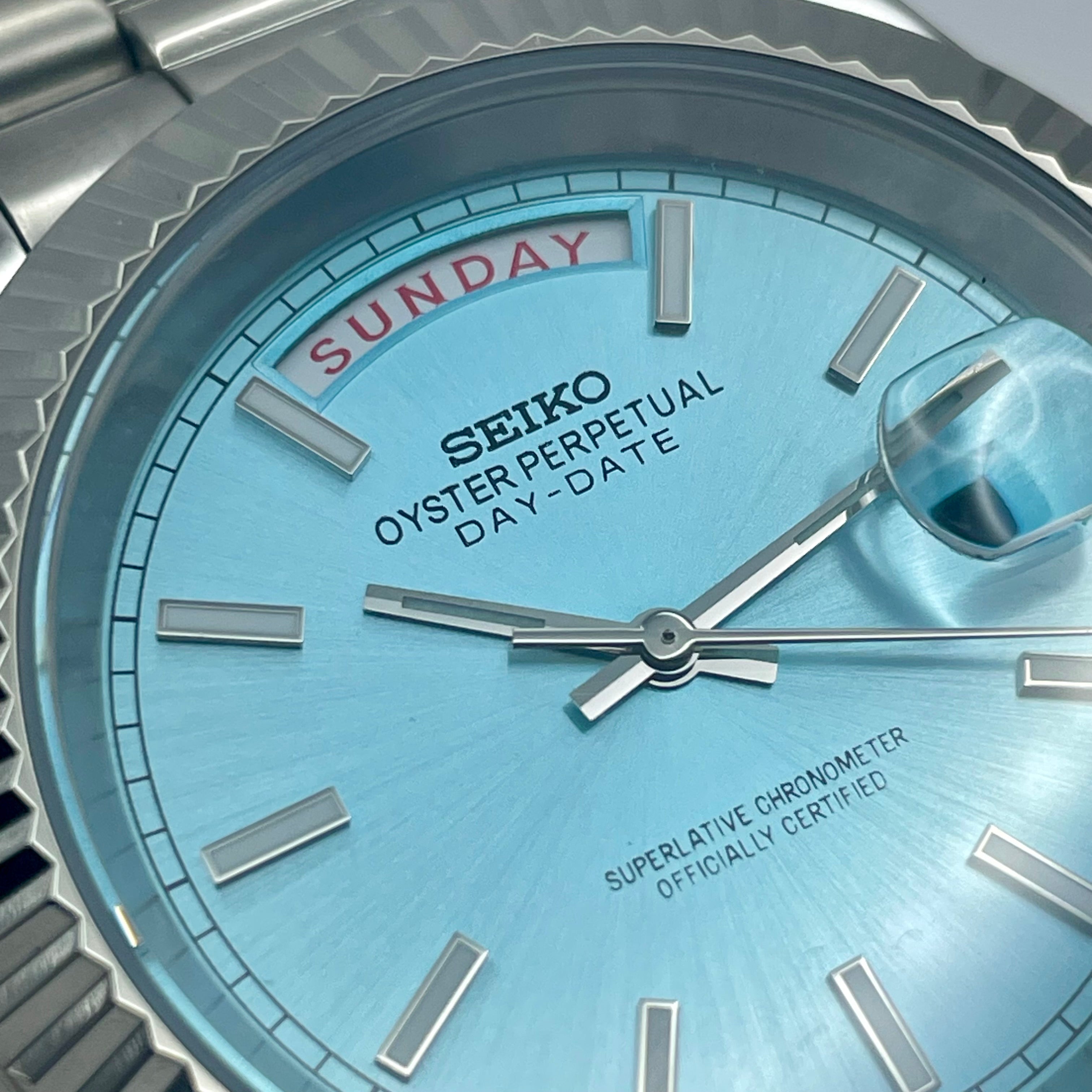 Seiko Mod Day Date Turquoise Blue 