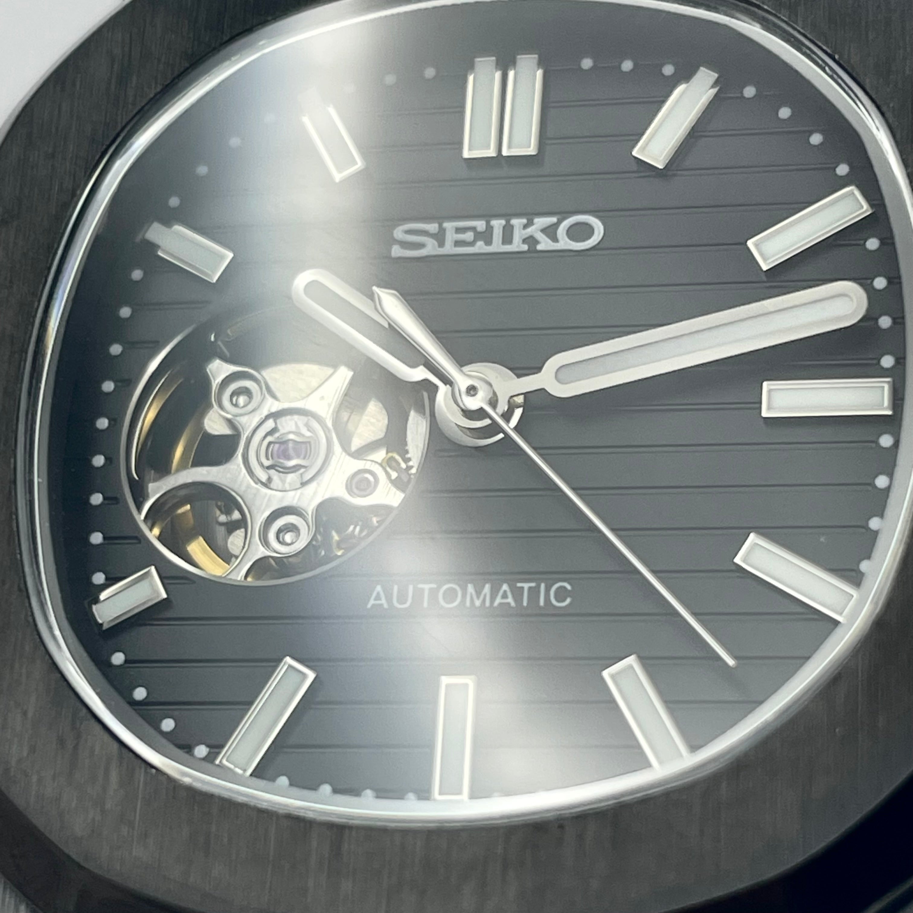 Seiko Mod Nautilus Black “Open Heart” 