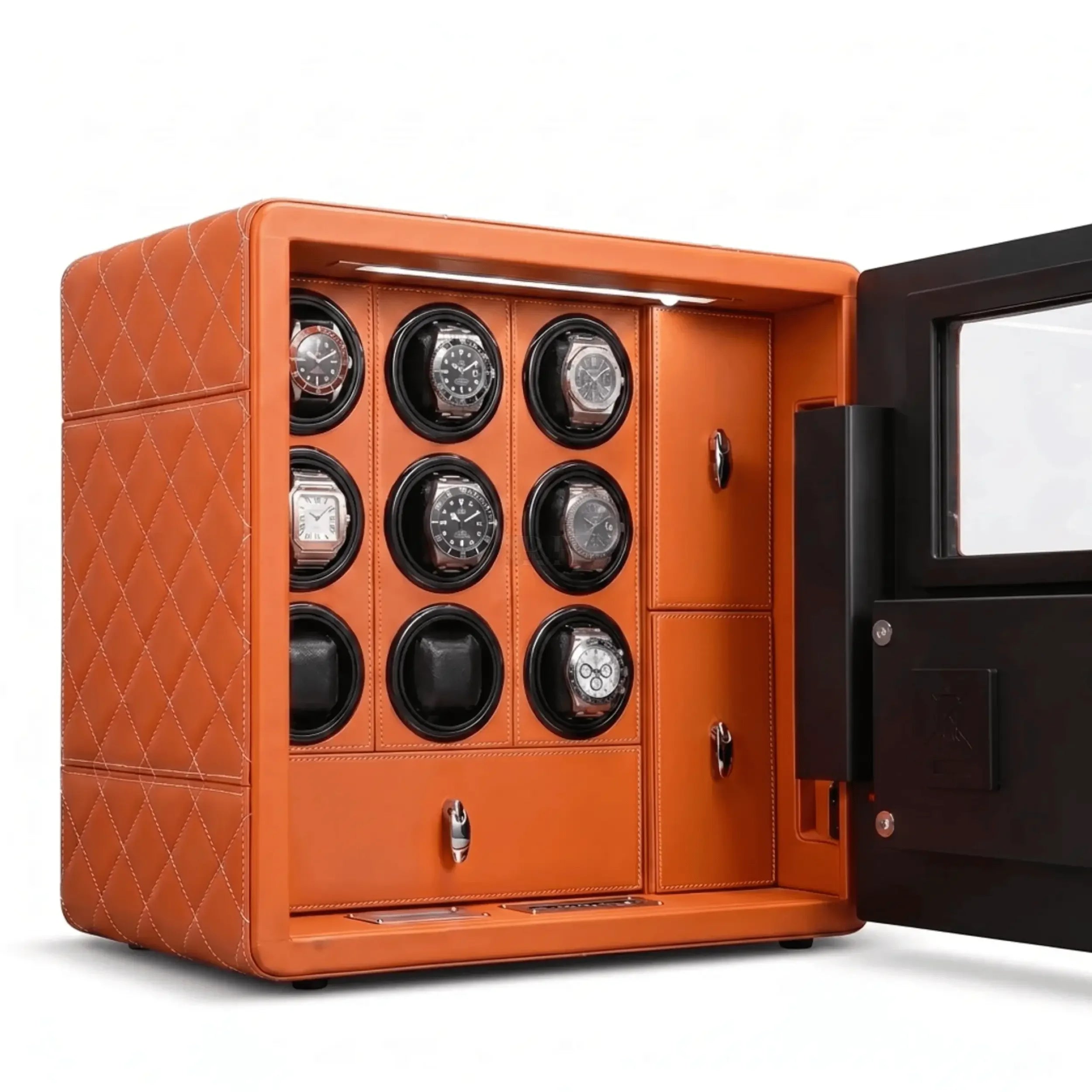 Bastion – Coffre Fort pour 9 montres automatiques orange | Rotation Horlogere