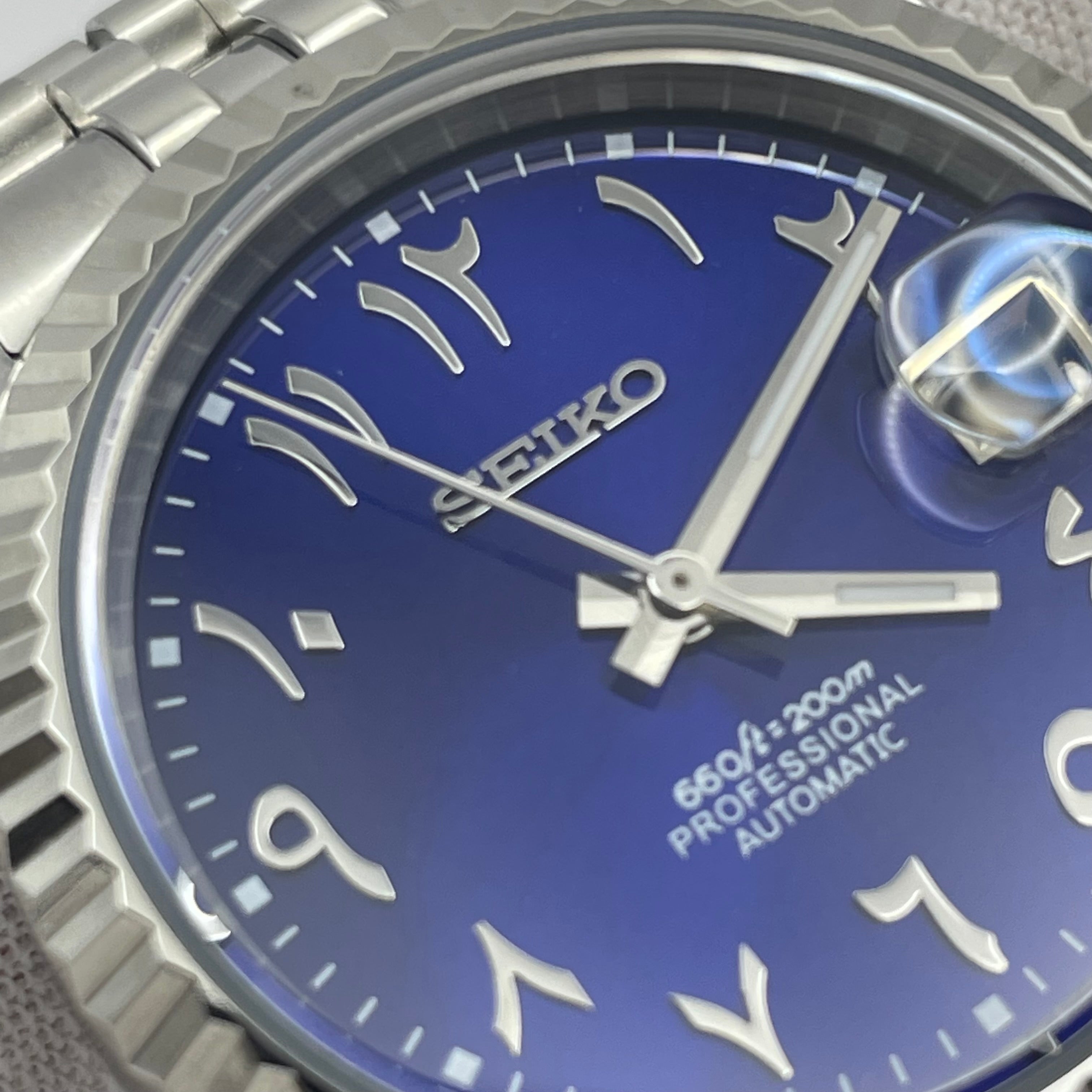 Seiko Mod Datejust Arabisches Zifferblatt Mitternachtsblau