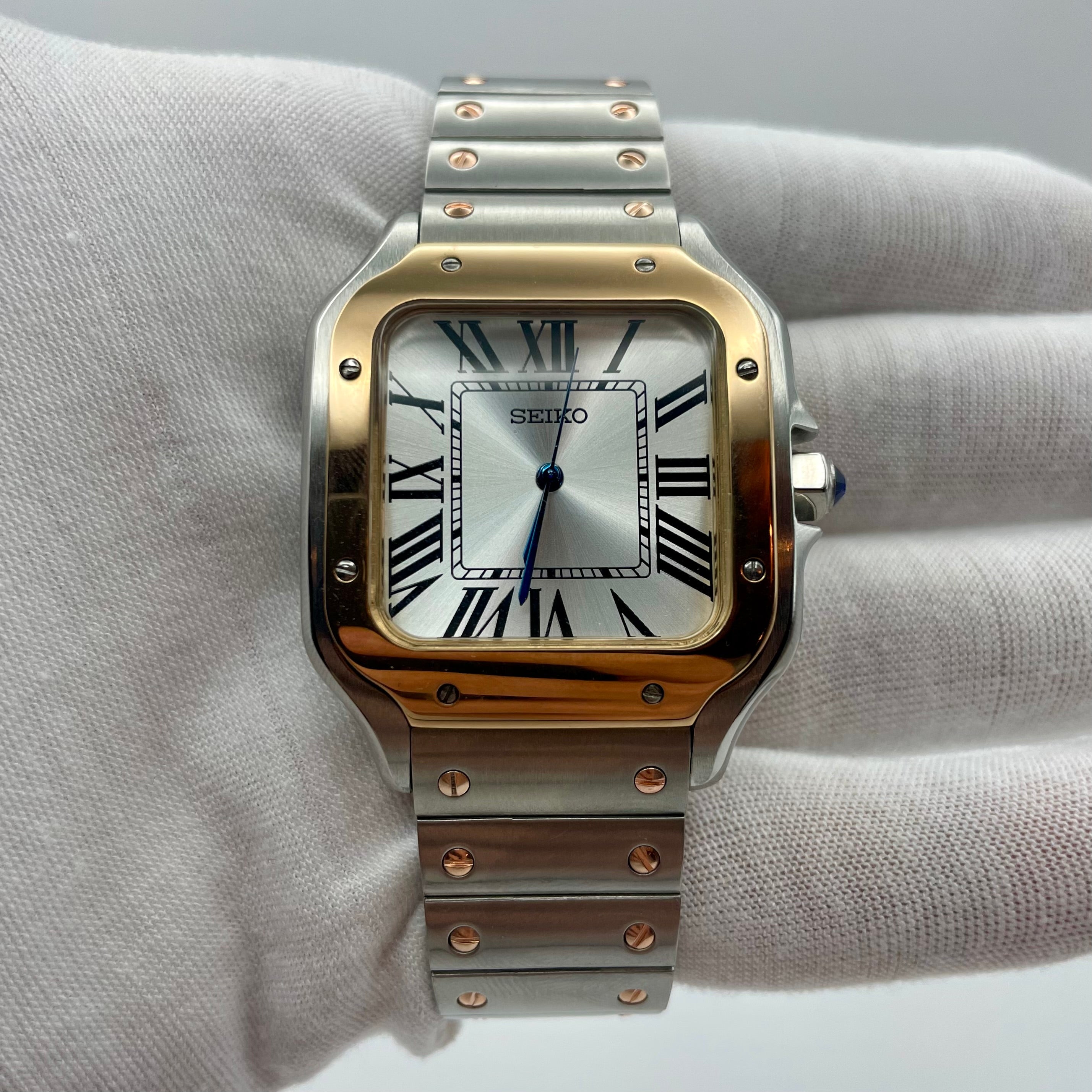 Seiko Mod Santos rosa guld