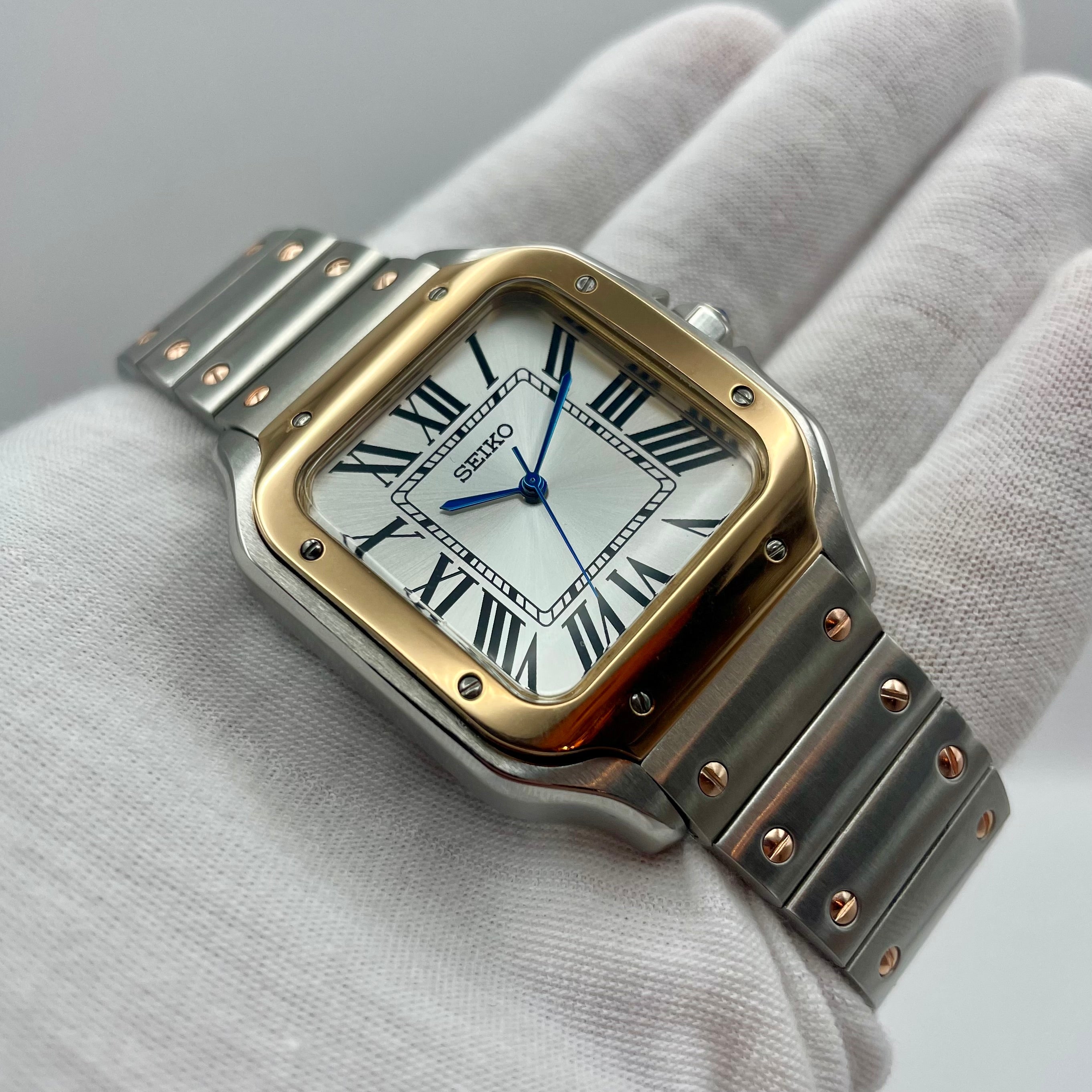 Seiko Mod Santos Oro Rosa