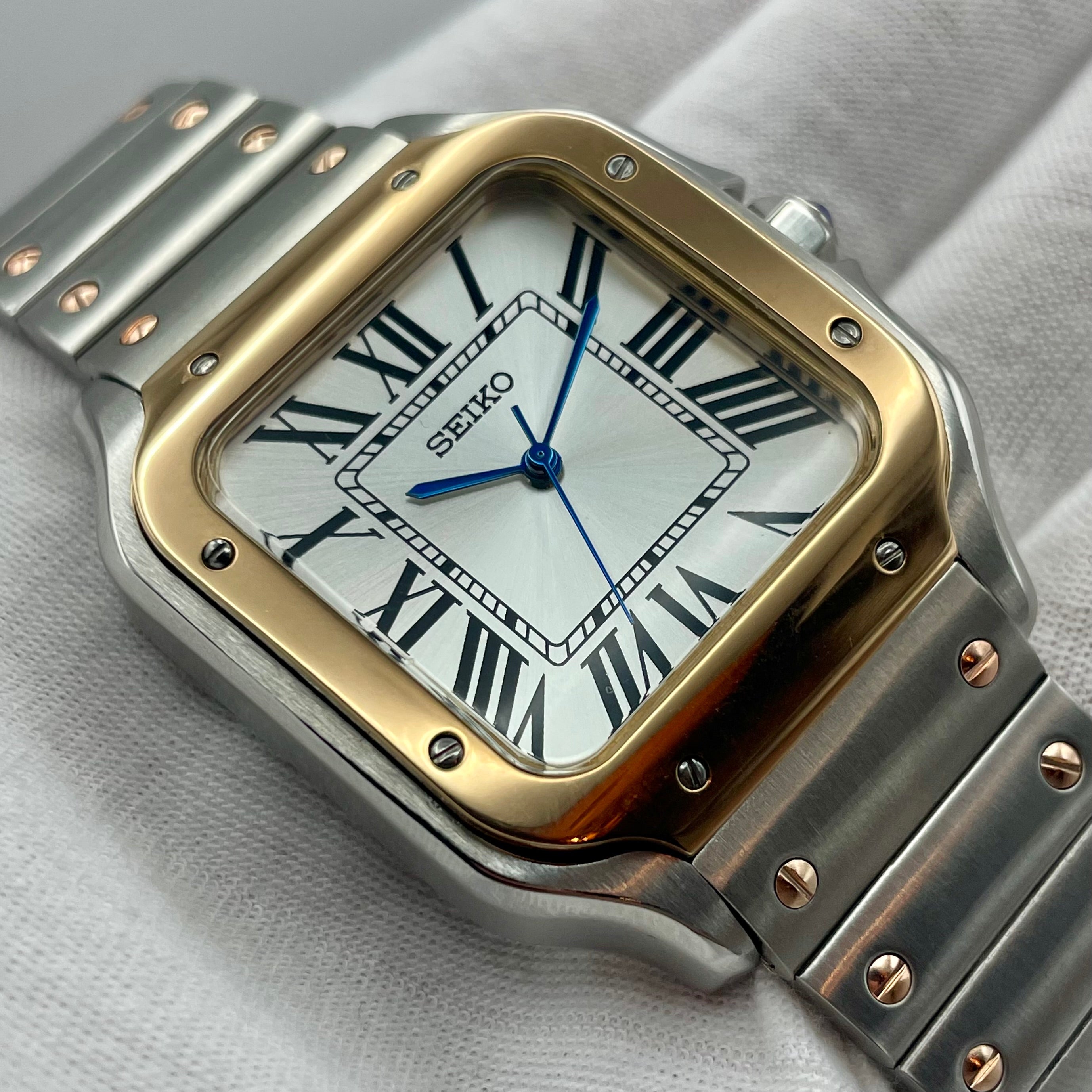 Seiko Mod Santos rosa guld